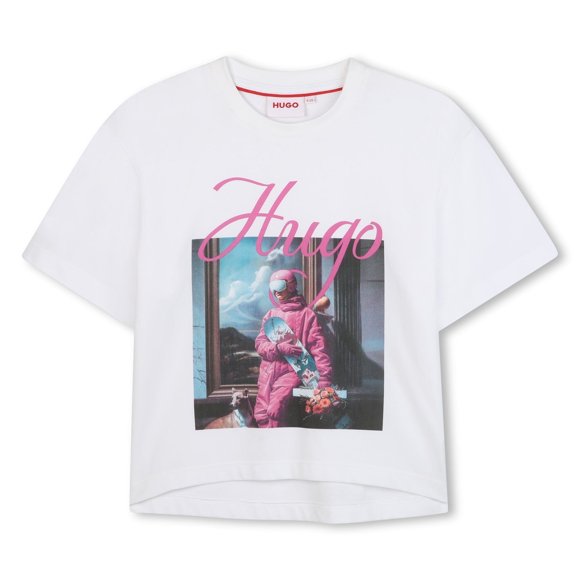 HUGO Kids T-Shirt mit Snowboarder-Print weiß T-Shirt HUGO 8 Jahre ( 122-128 ) 