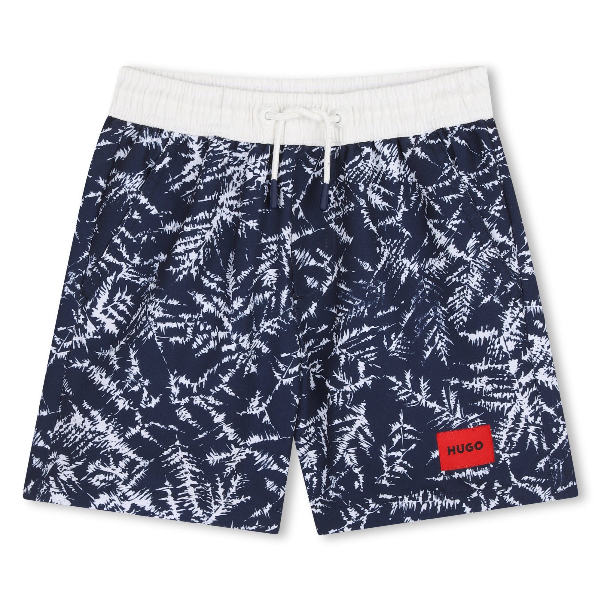 HUGO Kidswear Bade-Shorts mit Print – Hellblau/Weiß Badehose HUGO 8 Jahre ( 122-128 ) 