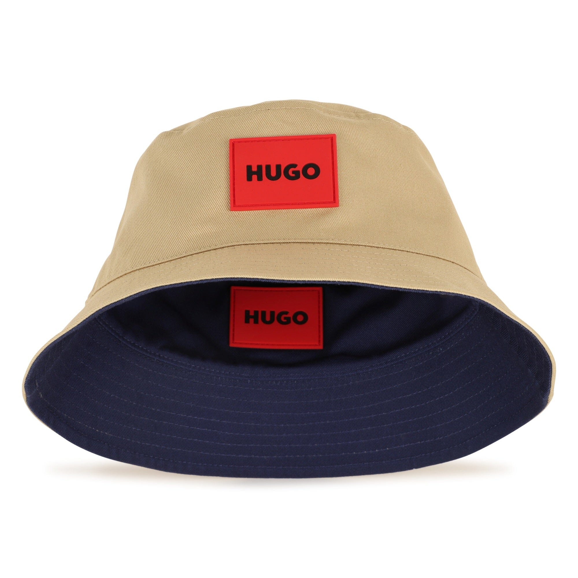HUGO Kidswear Bucket Hat – wendbar , Farbe: Marine/Beige Cap HUGO 54 (6 Jahre) 