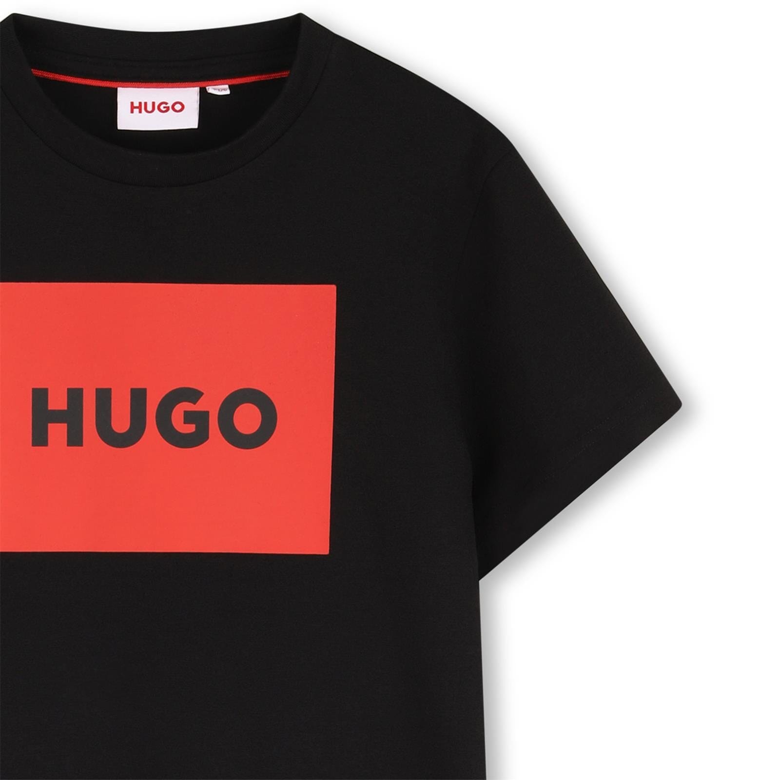 HUGO Kinder T-Shirt schwarz mit Hugo Logo Druck T-Shirt HUGO 