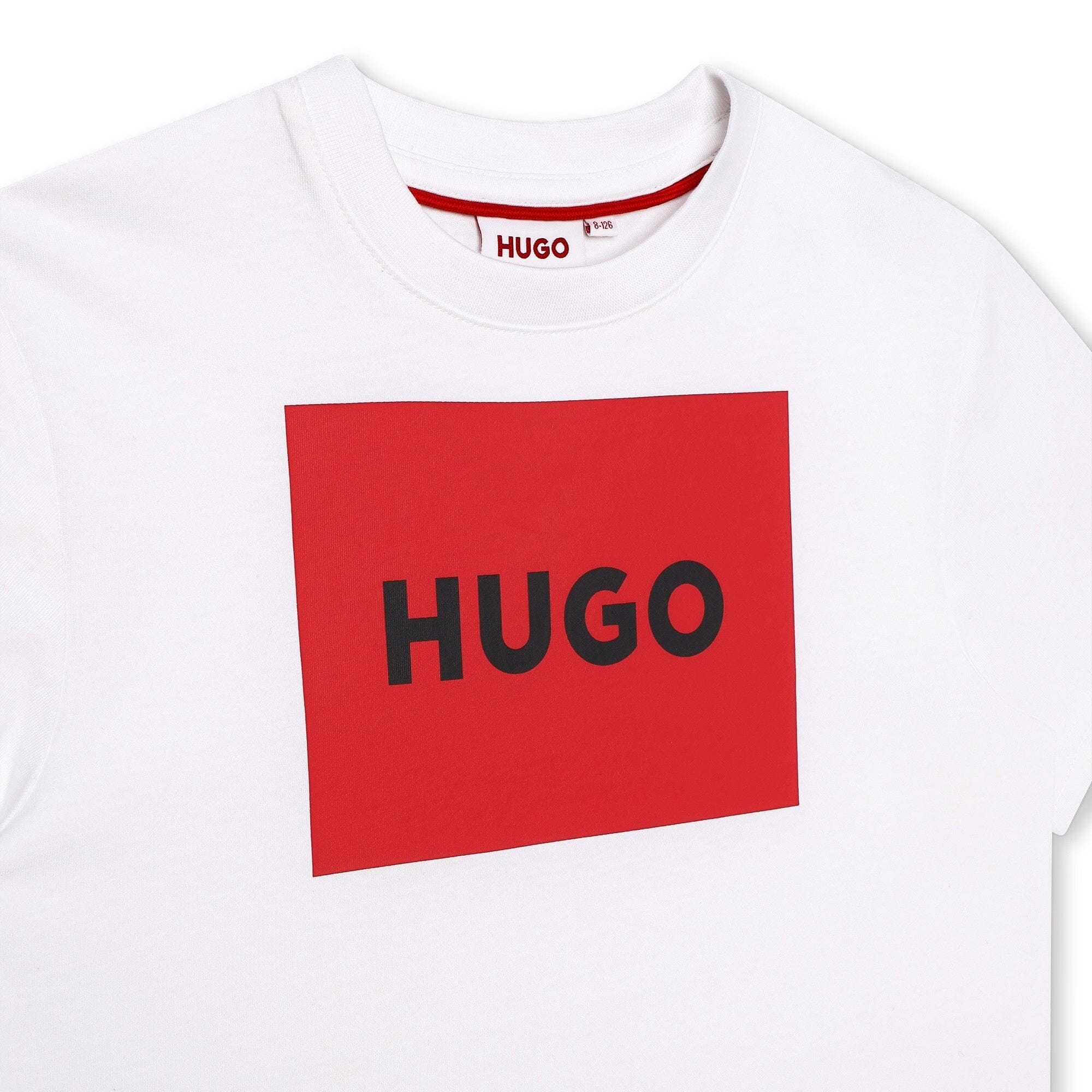 HUGO Kinder T-Shirt weiß mit rotem Logo T-Shirt HUGO 
