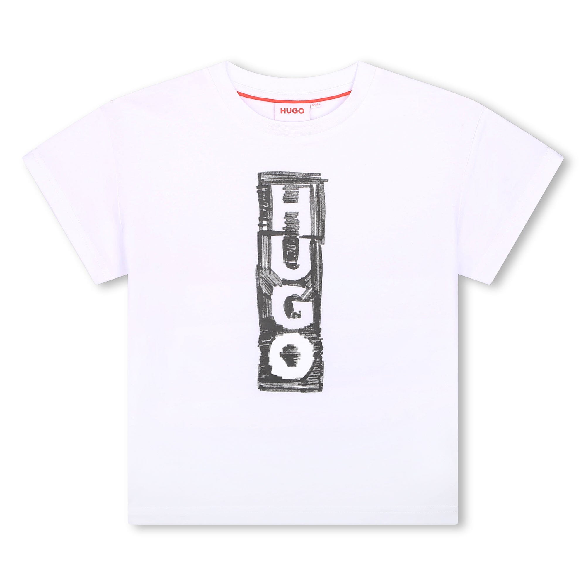 HUGO Kinder kurzarm T-Shirt in weiß mit Logo Druck aus Biobaumwolle T-Shirt HUGO 