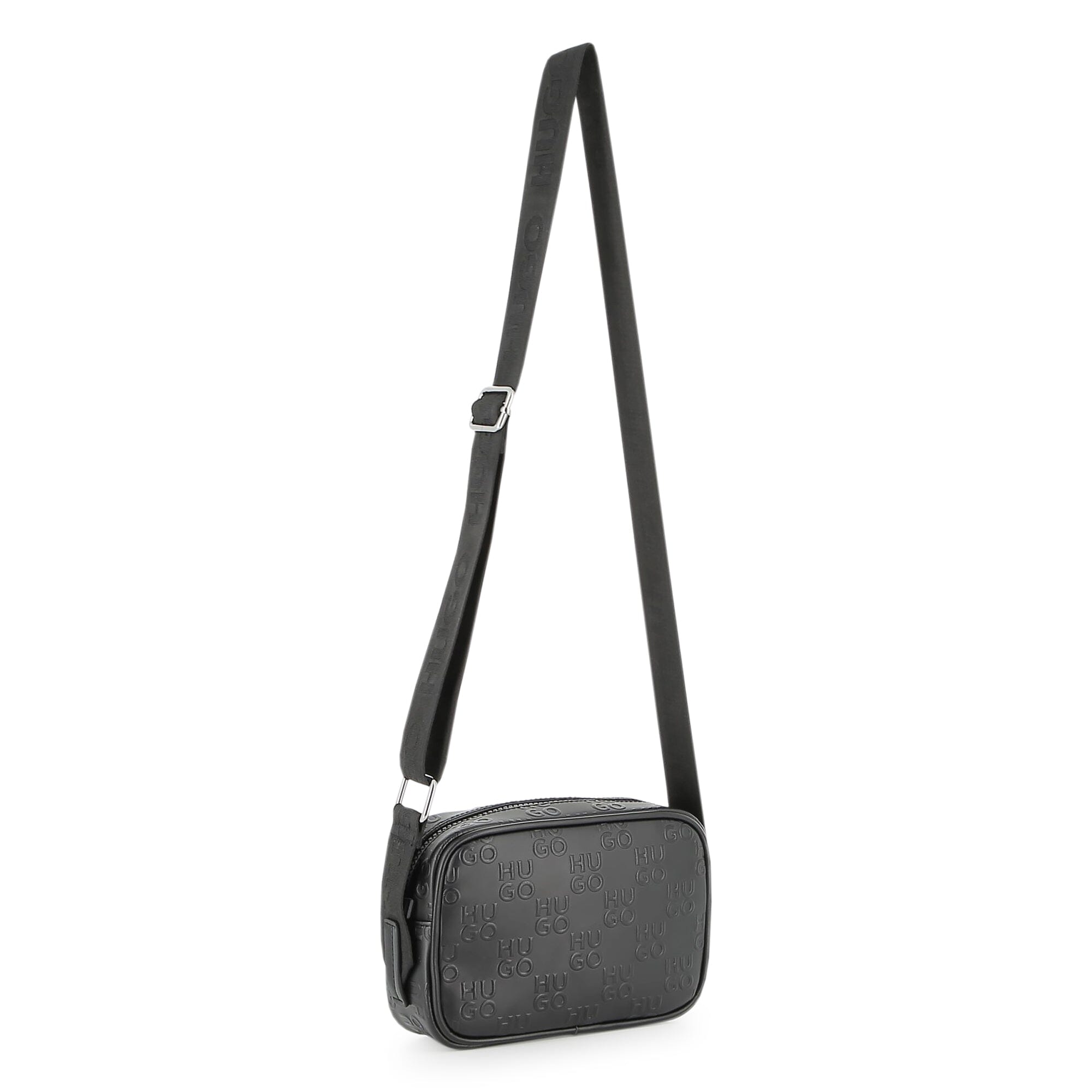 HUGO Umhängetasche Schwarz Allover-Logo Prägung Mini Me Umhängetaschen HUGO 
