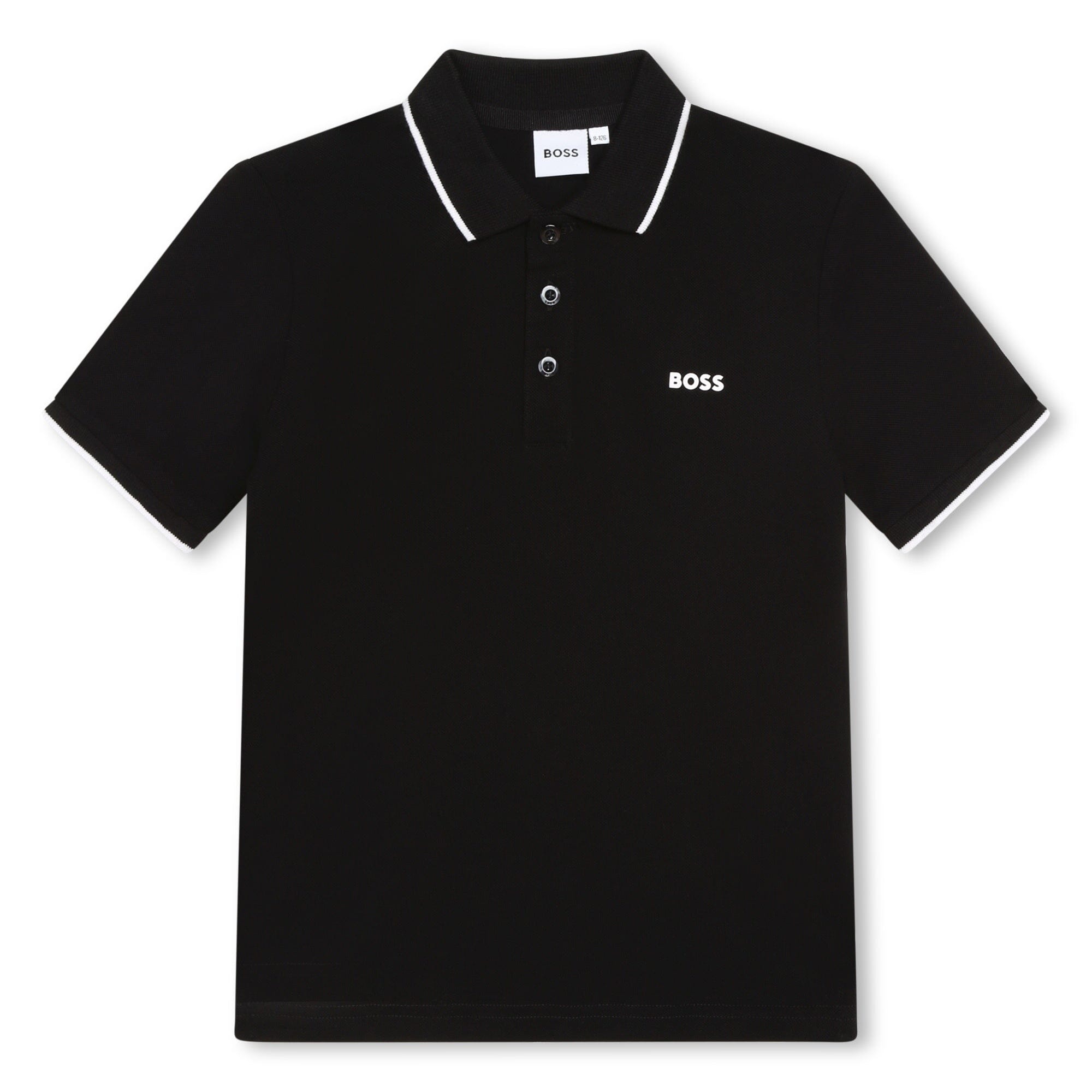 BOSS Poloshirt kurzärmelig schwarz mit weißen Akzenten T-Shirt Boss 