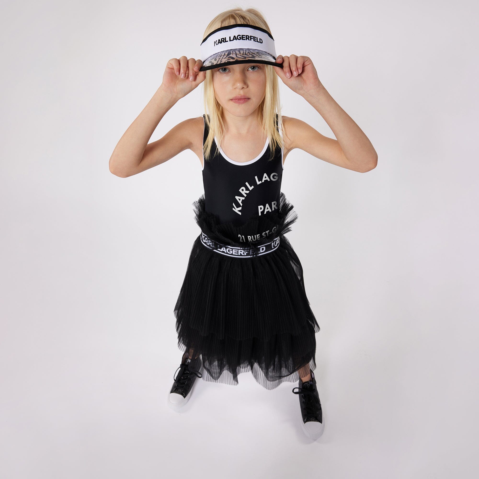 KARL LAGERFELD KIDS Badeanzug schwarz ST GUILLAUME Logo Artwork Badeanzüge Karl Lagerfeld 