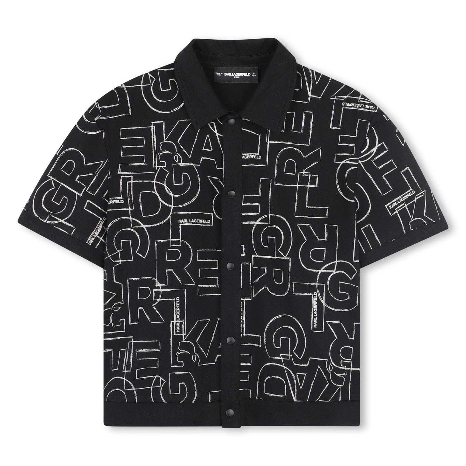 KARL LAGERFELD KIDS Jersey-Kurzarmhemd schwarz Hemd Karl Lagerfeld 8 Jahre ( 122-128 ) 