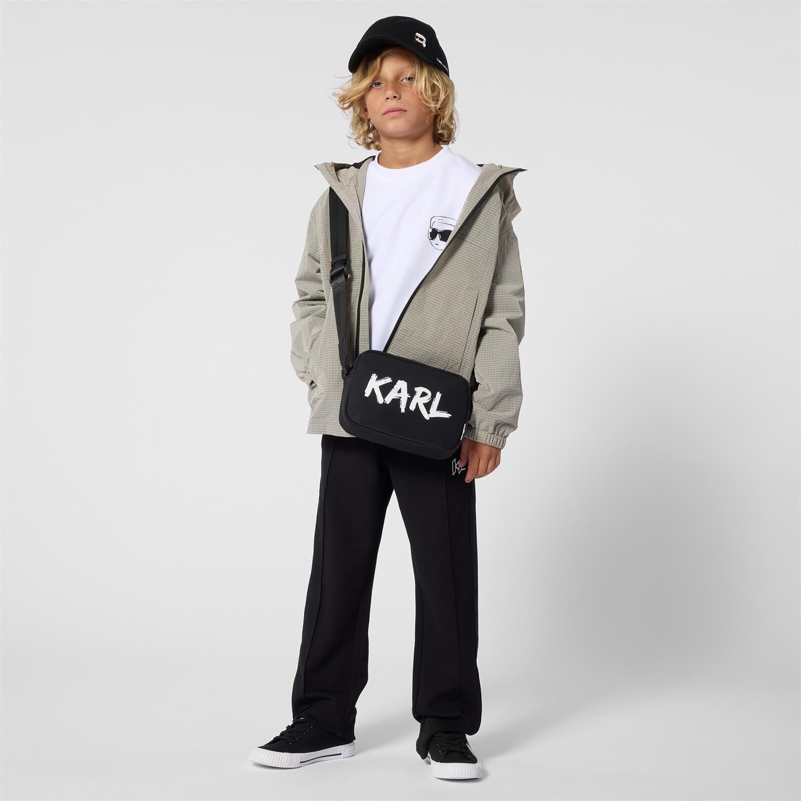 KARL LAGERFELD KIDS Umhängetasche schwarz mit Logo Print Umhängetaschen Karl Lagerfeld 