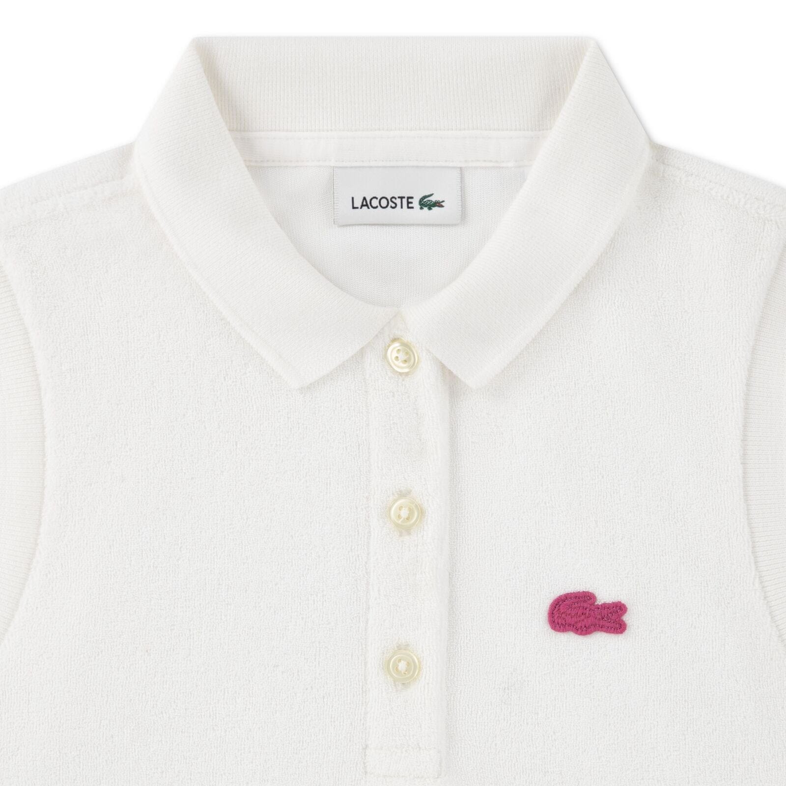 Lacoste ärmelloses Frottee-Poloshirt – creme pinkes Krokodil T-Shirt Lacoste 