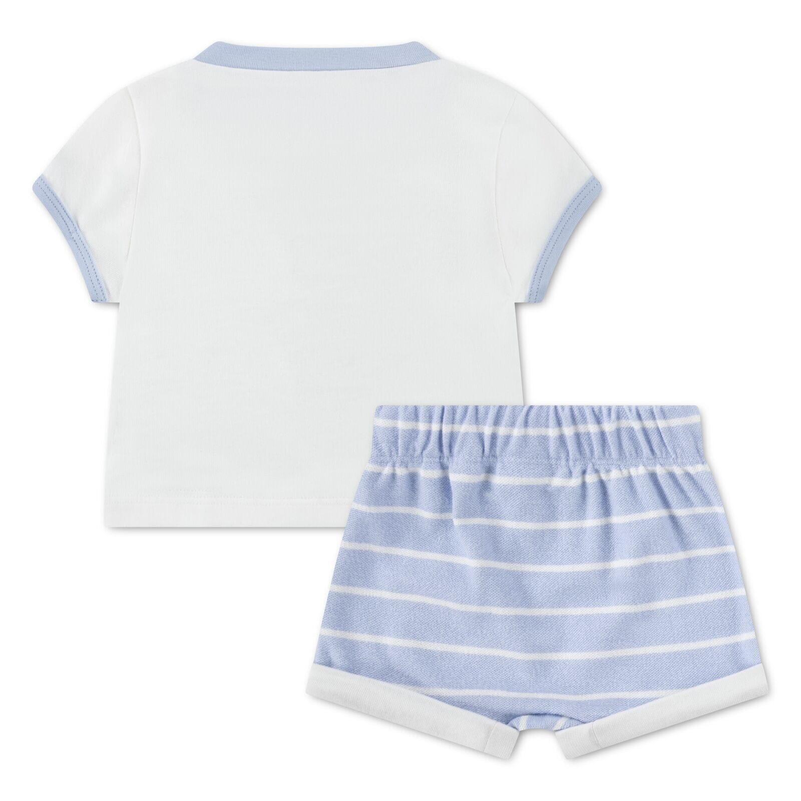Lacoste Baby 2-Teiler mit Print und Shorts weiß-blau Baby Kombination Lacoste 