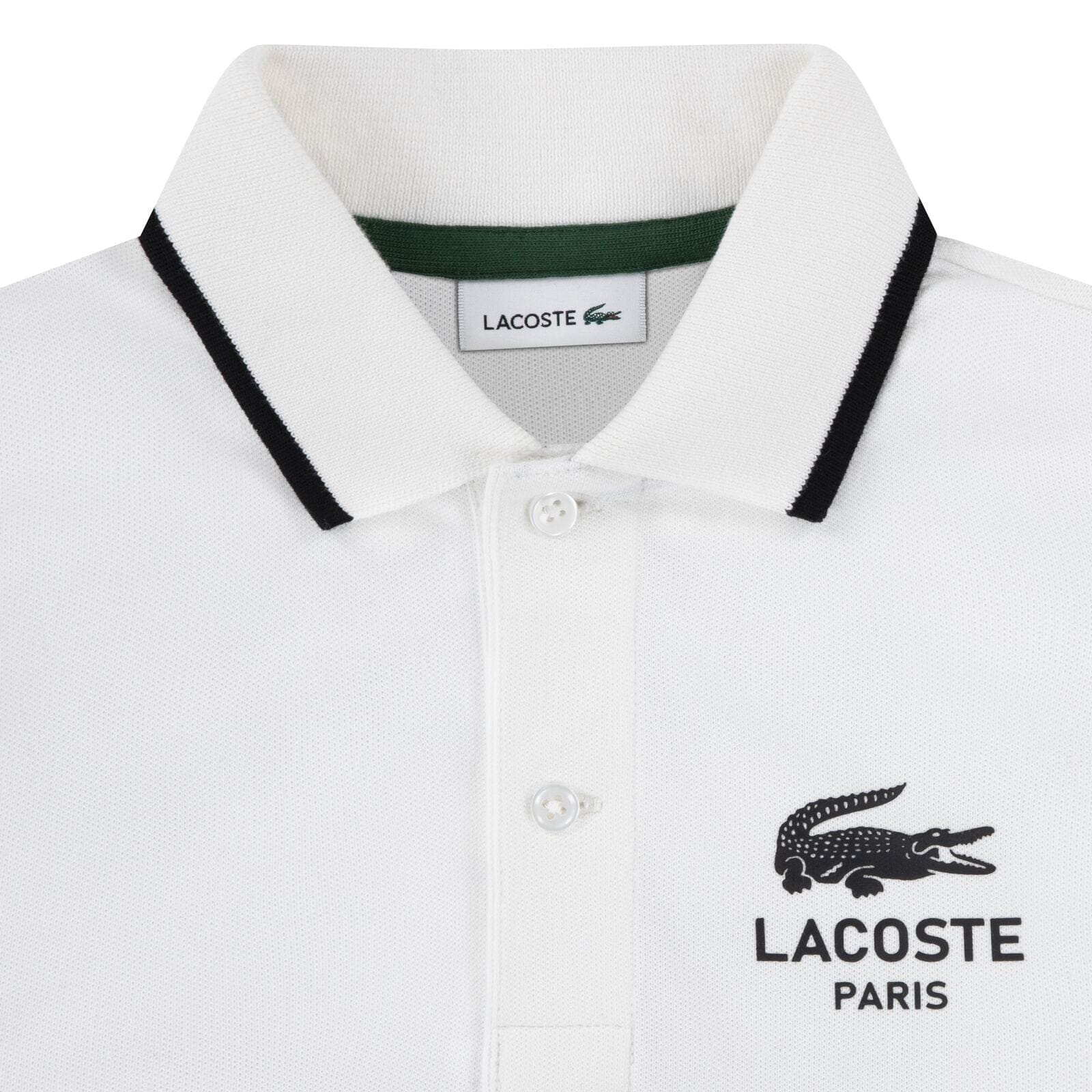 Lacoste Jungen-Poloshirt „Petit Piqué“ mit gestreiftem Kragen – Weiß T-Shirt Lacoste 