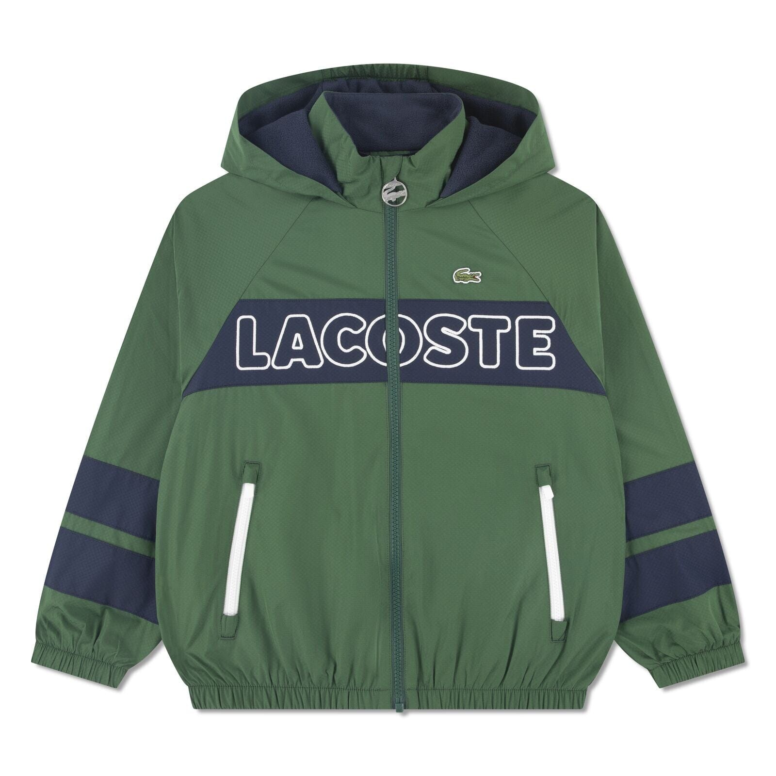 LACOSTE Kids Kapuzenjacke „Logo Panel“ – Grün/Marine Hoodie Lacoste 4 Jahre (98-104) 