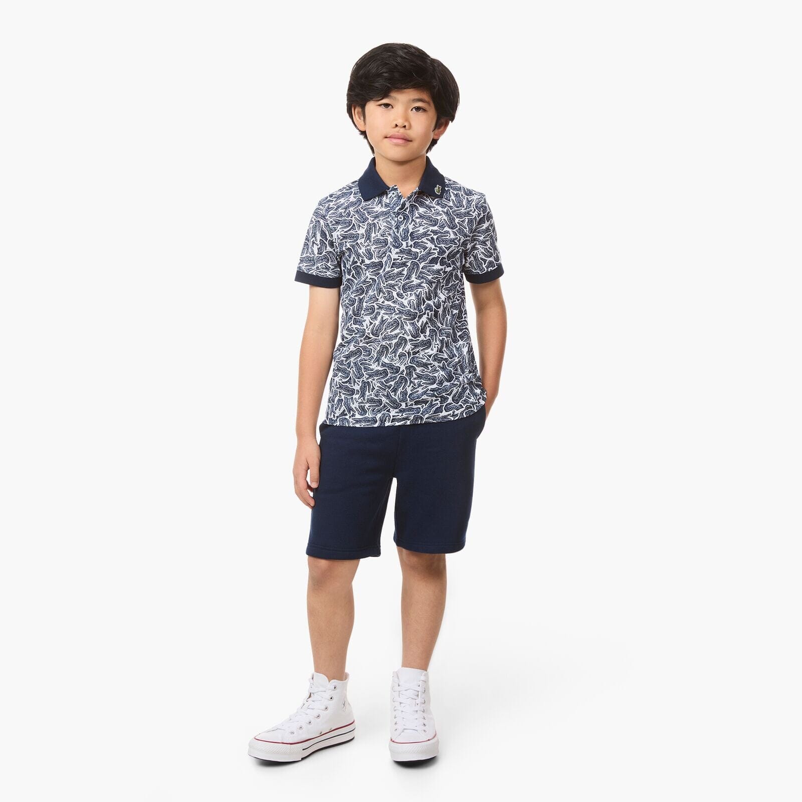 LACOSTE Kids Polo „Allover Crocs“ – Navy Blue T-Shirt Lacoste 