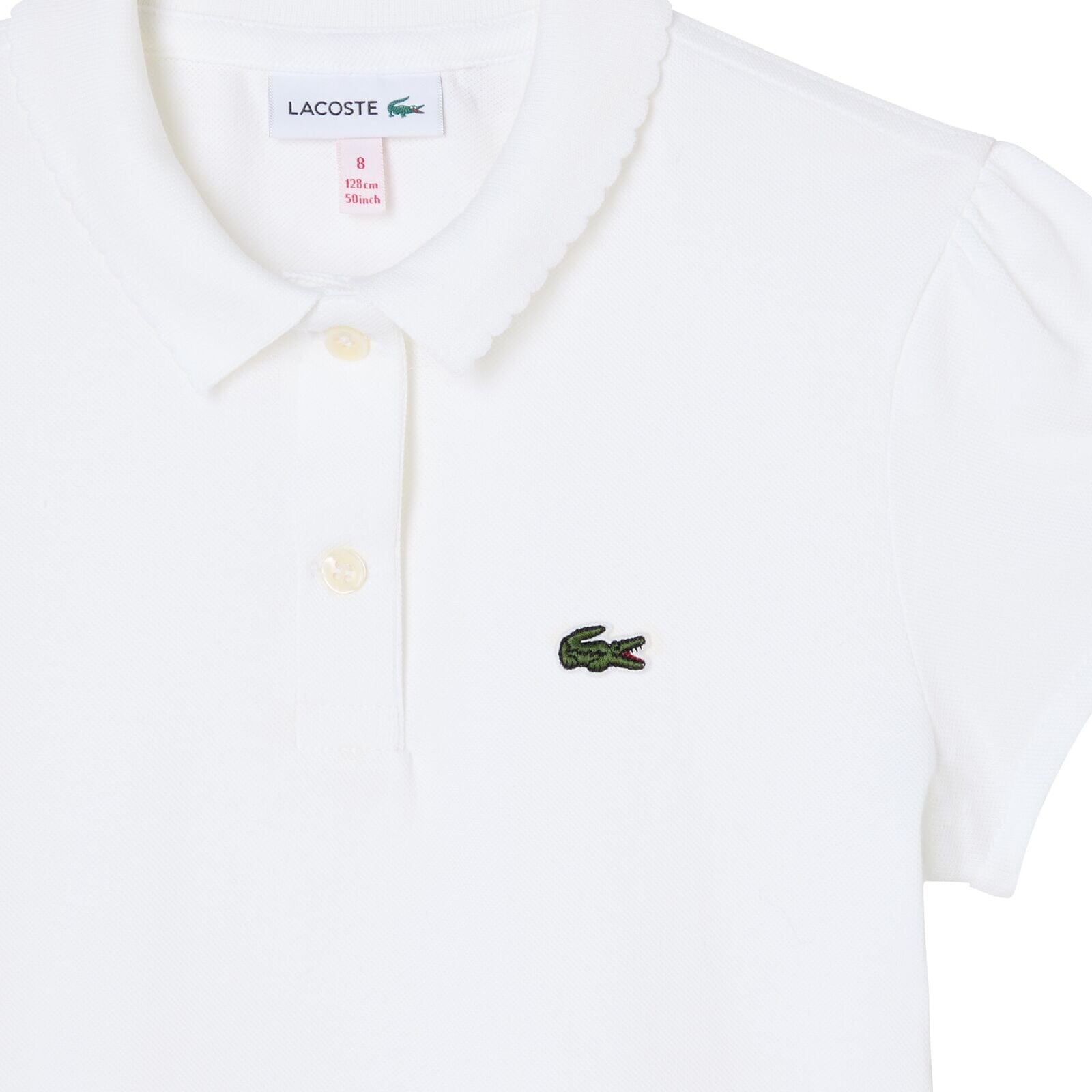 Lacoste Kids Polohemd aus Petit Piqué mit gewelltem Kragen – Weiß T-Shirt Lacoste 