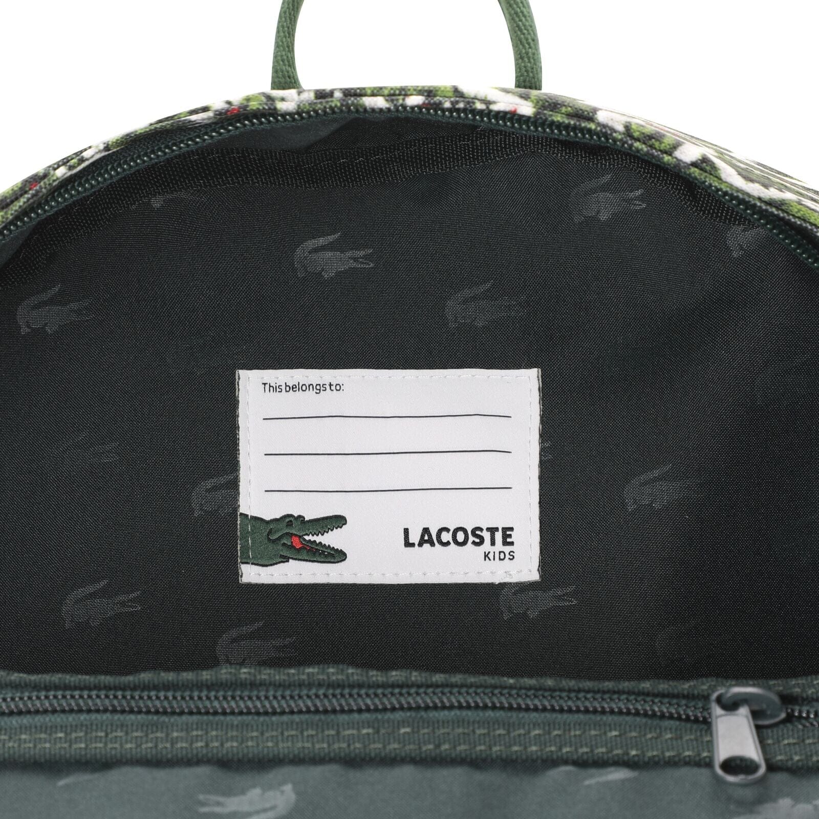 Lacoste Kids Rucksack grün allover Krokodil-Print Rucksäcke Lacoste 