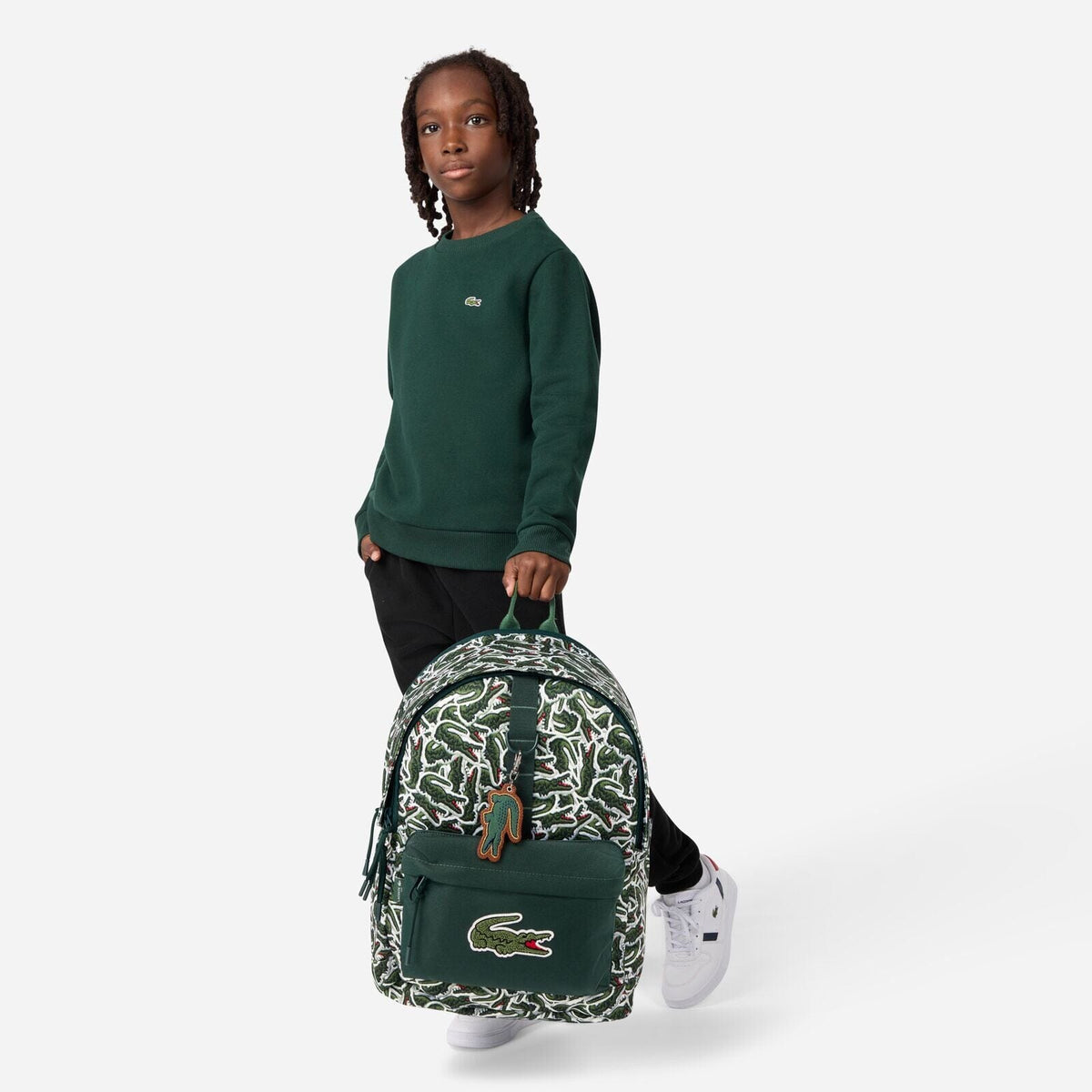 Lacoste Kids Rucksack grün allover Krokodil-Print Rucksäcke Lacoste 