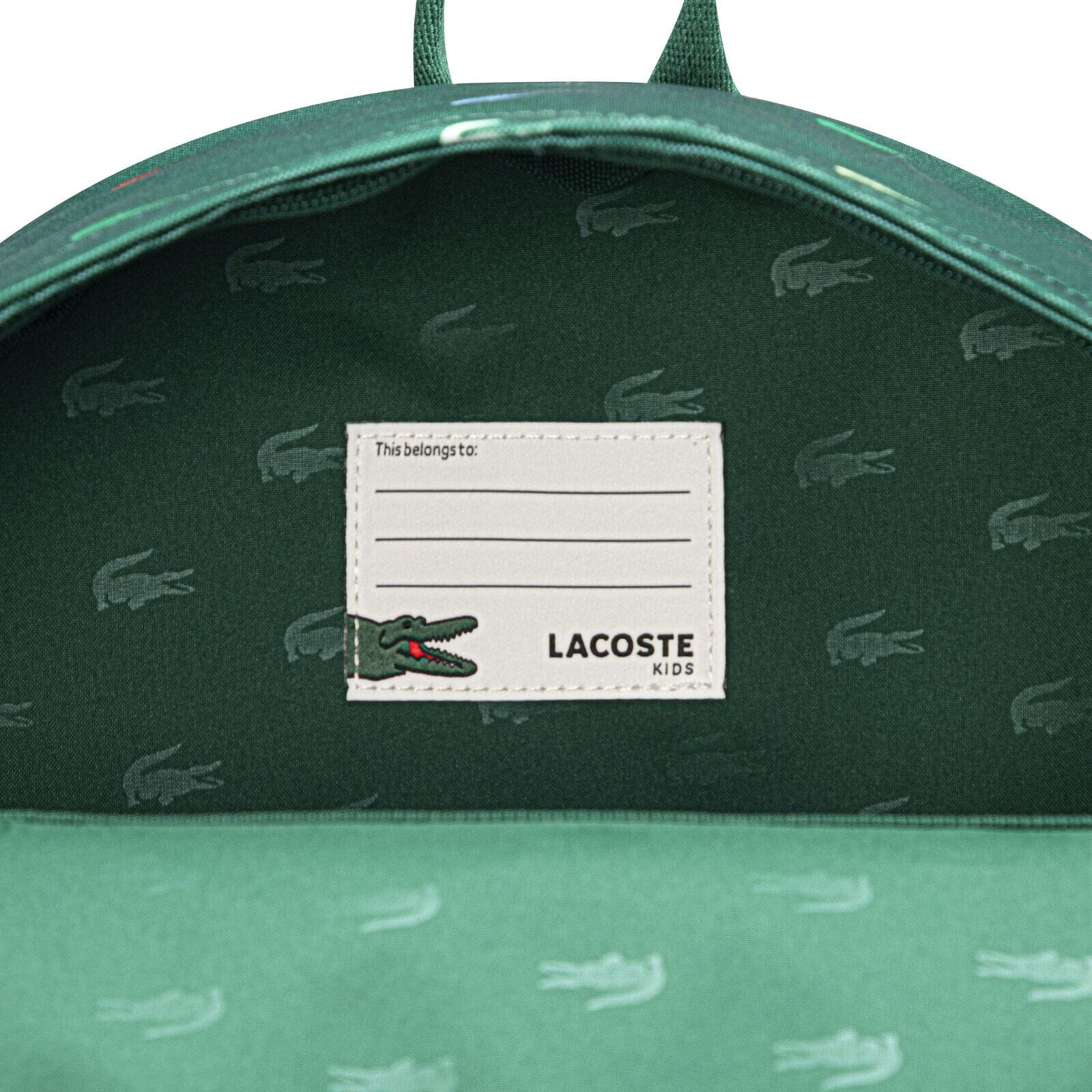 LACOSTE Kids Rucksack Grün mit allover Krokodil - Print 43cm x 31cm x 15cm Rucksäcke Lacoste 
