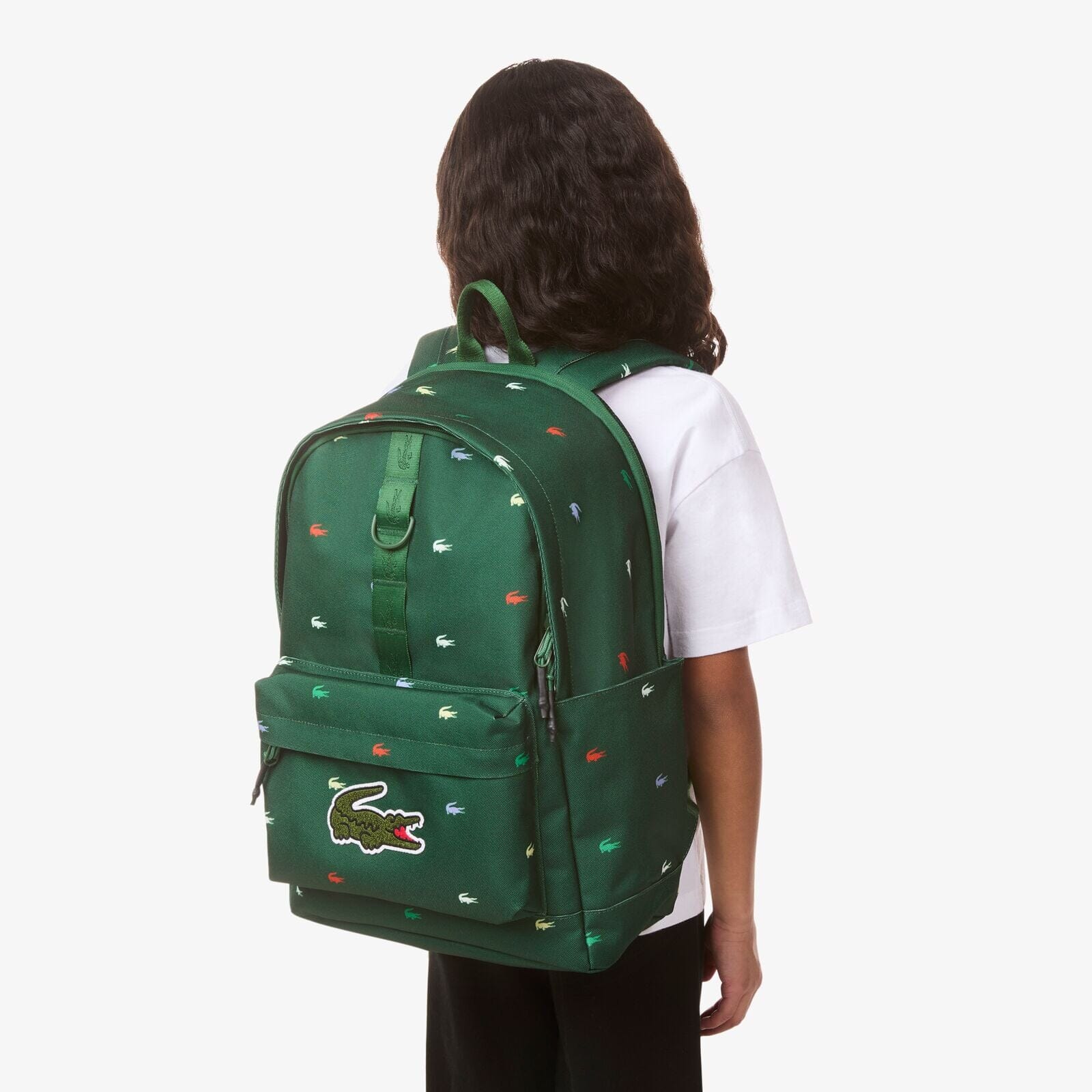 LACOSTE Kids Rucksack Grün mit allover Krokodil - Print 43cm x 31cm x 15cm Rucksäcke Lacoste 