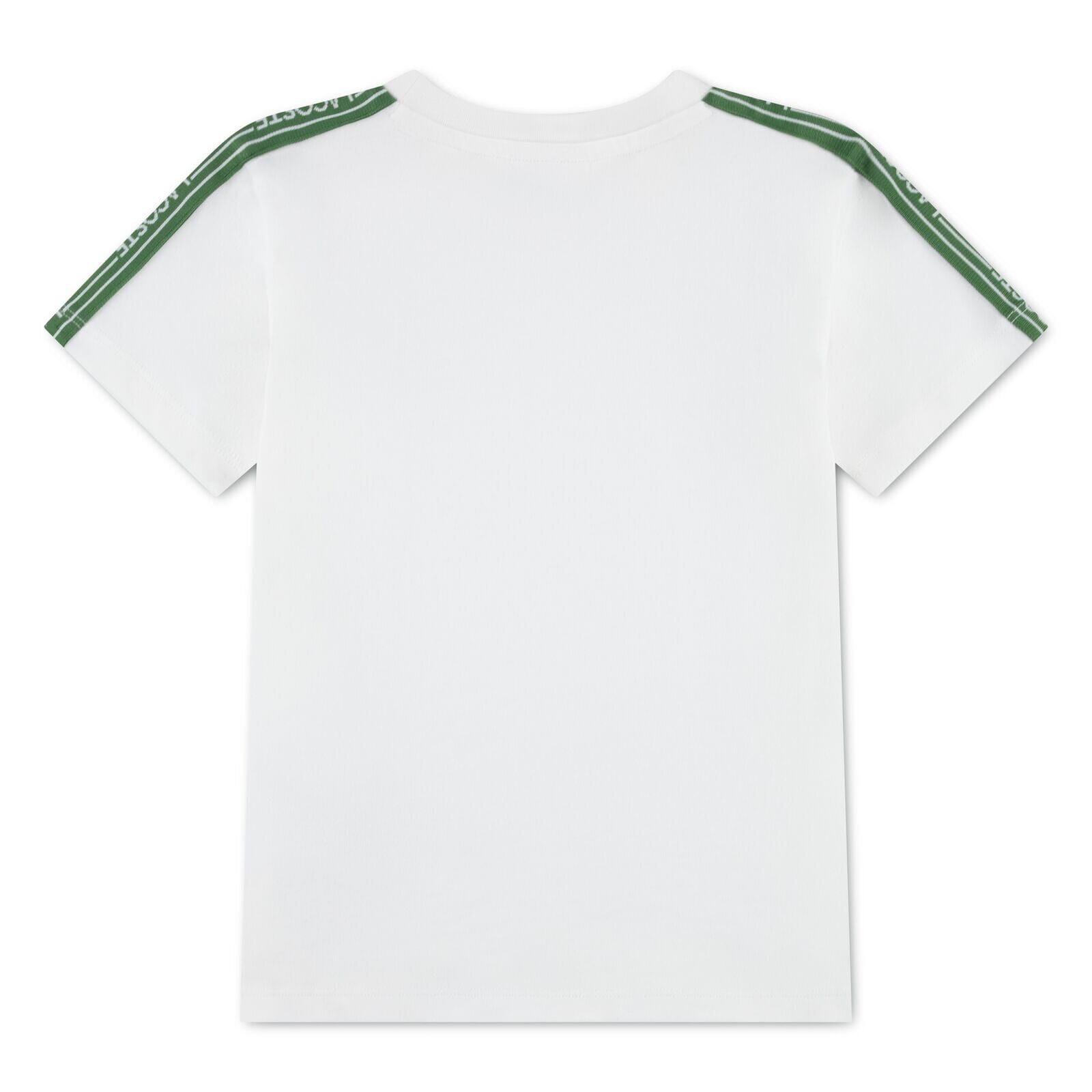 Lacoste Kids T-Shirt in Weiß mit Logostreifen & Krokodil-Stickerei T-Shirt Lacoste 