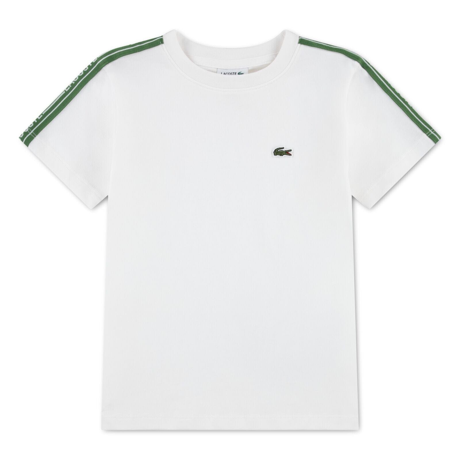 Lacoste Kids T-Shirt in Weiß mit Logostreifen & Krokodil-Stickerei T-Shirt Lacoste 6 Jahre (110-116) 