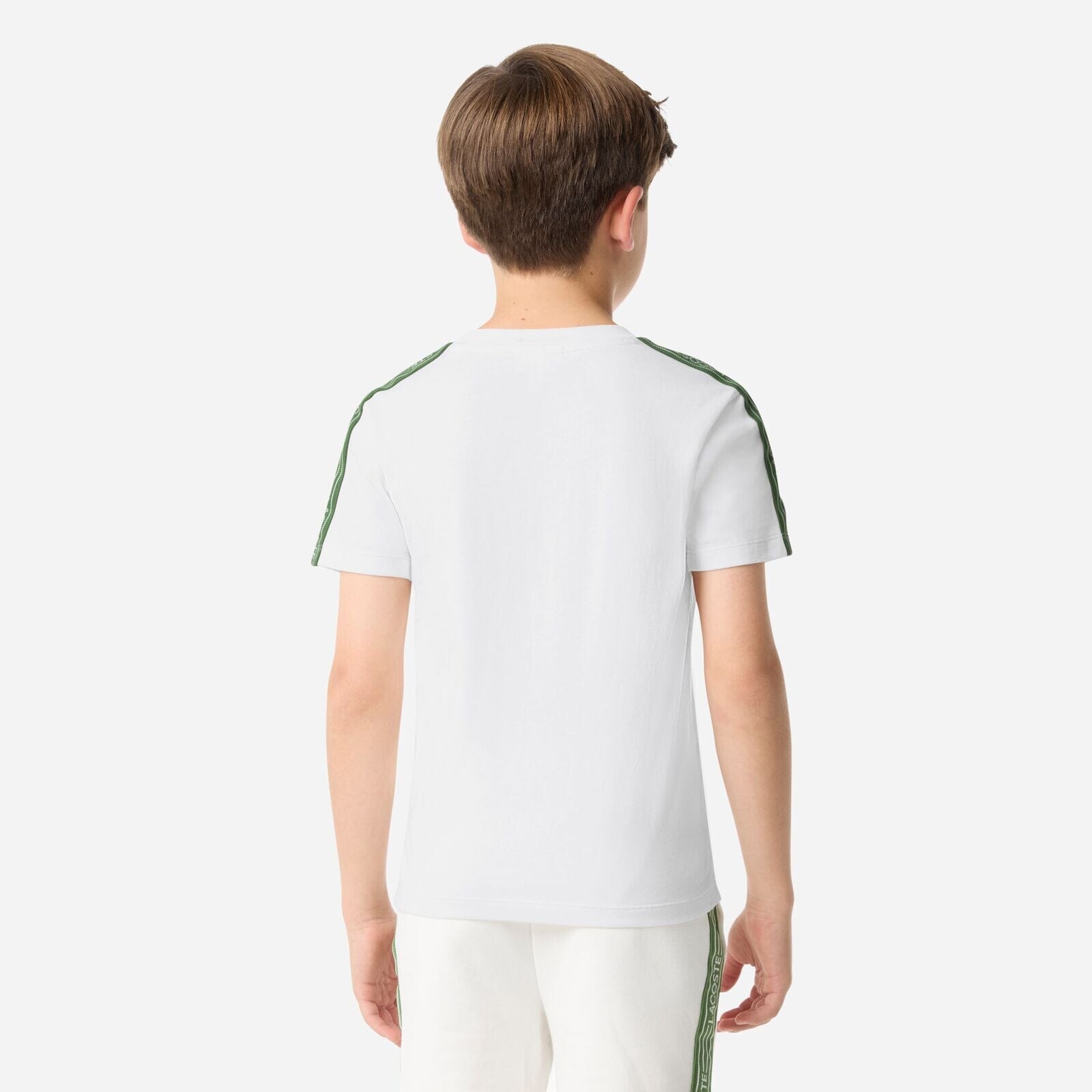 Lacoste Kids T-Shirt in Weiß mit Logostreifen & Krokodil-Stickerei T-Shirt Lacoste 