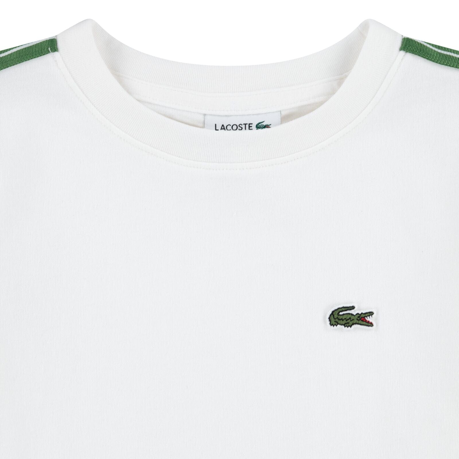 Lacoste Kids T-Shirt in Weiß mit Logostreifen & Krokodil-Stickerei T-Shirt Lacoste 