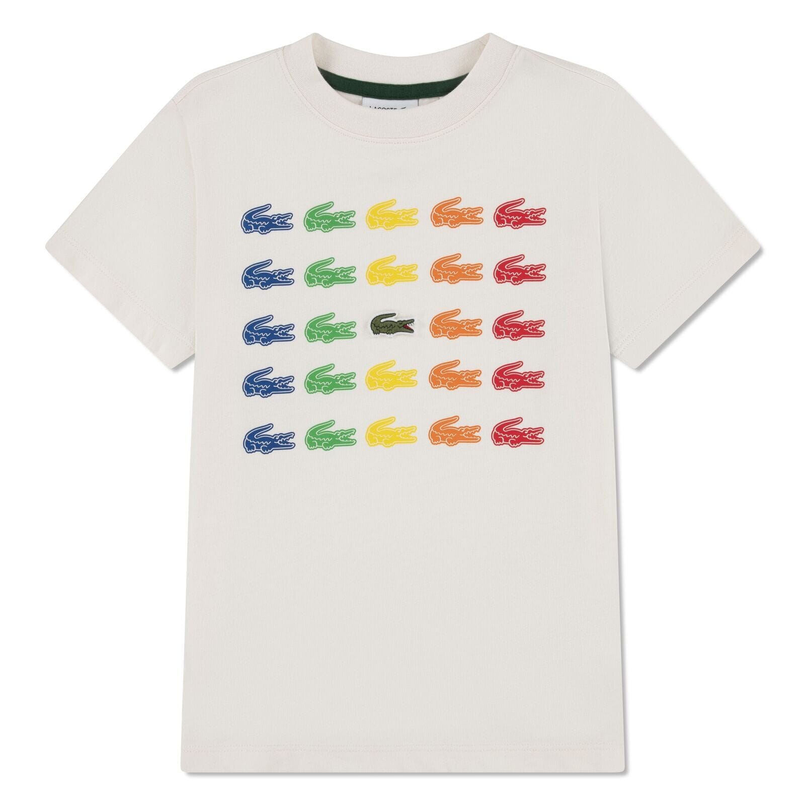LACOSTE Kids T-Shirt „Multi Croc Grid“ – Cream T-Shirt Lacoste 4 Jahre (98-104) 