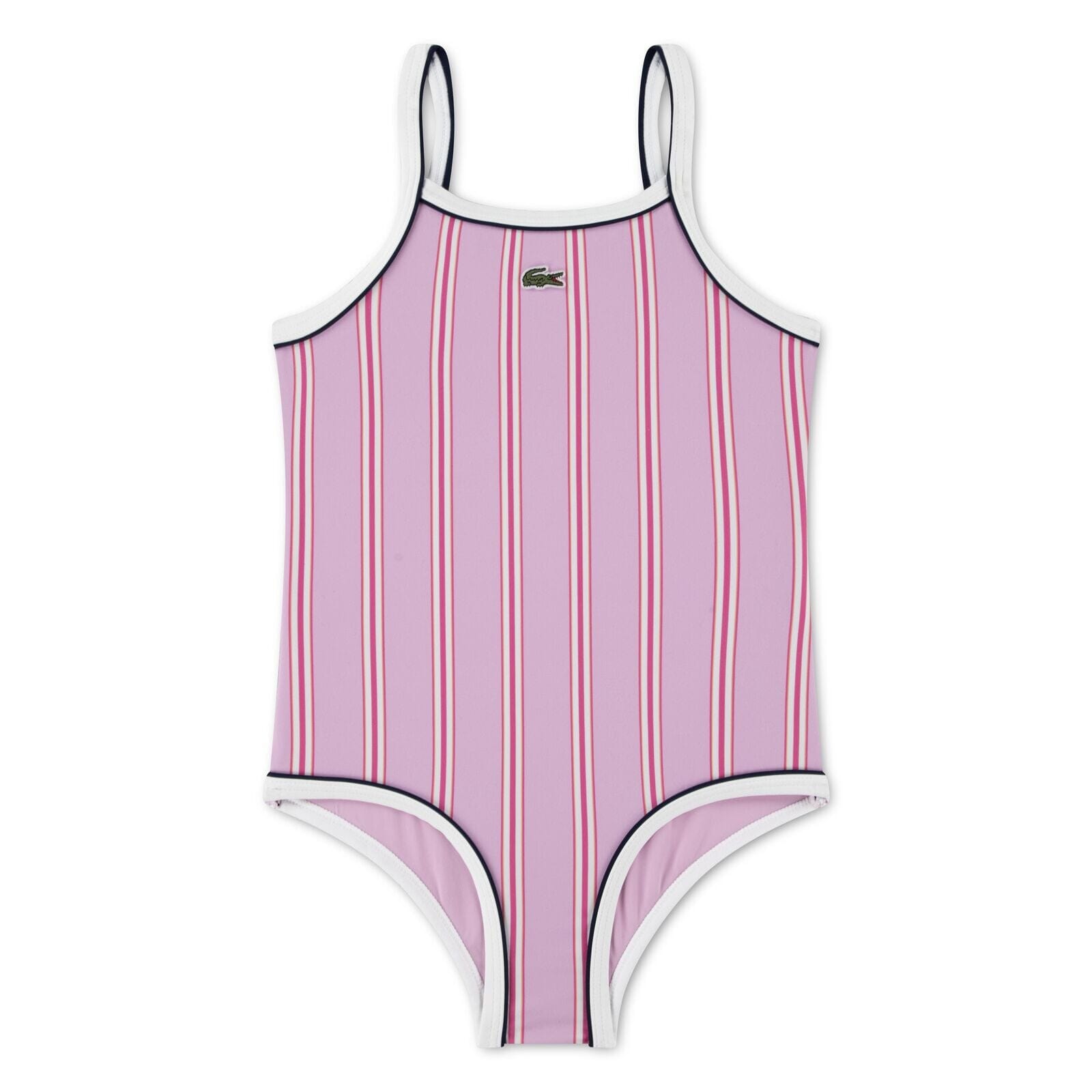 Lacoste Kinder Badeanzug gestreift rosa-lila Badeanzug Lacoste 12 Jahre (146-152) 