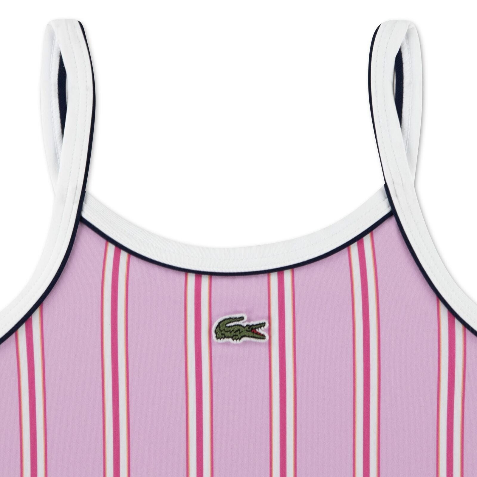 Lacoste Kinder Badeanzug gestreift rosa-lila Badeanzug Lacoste 