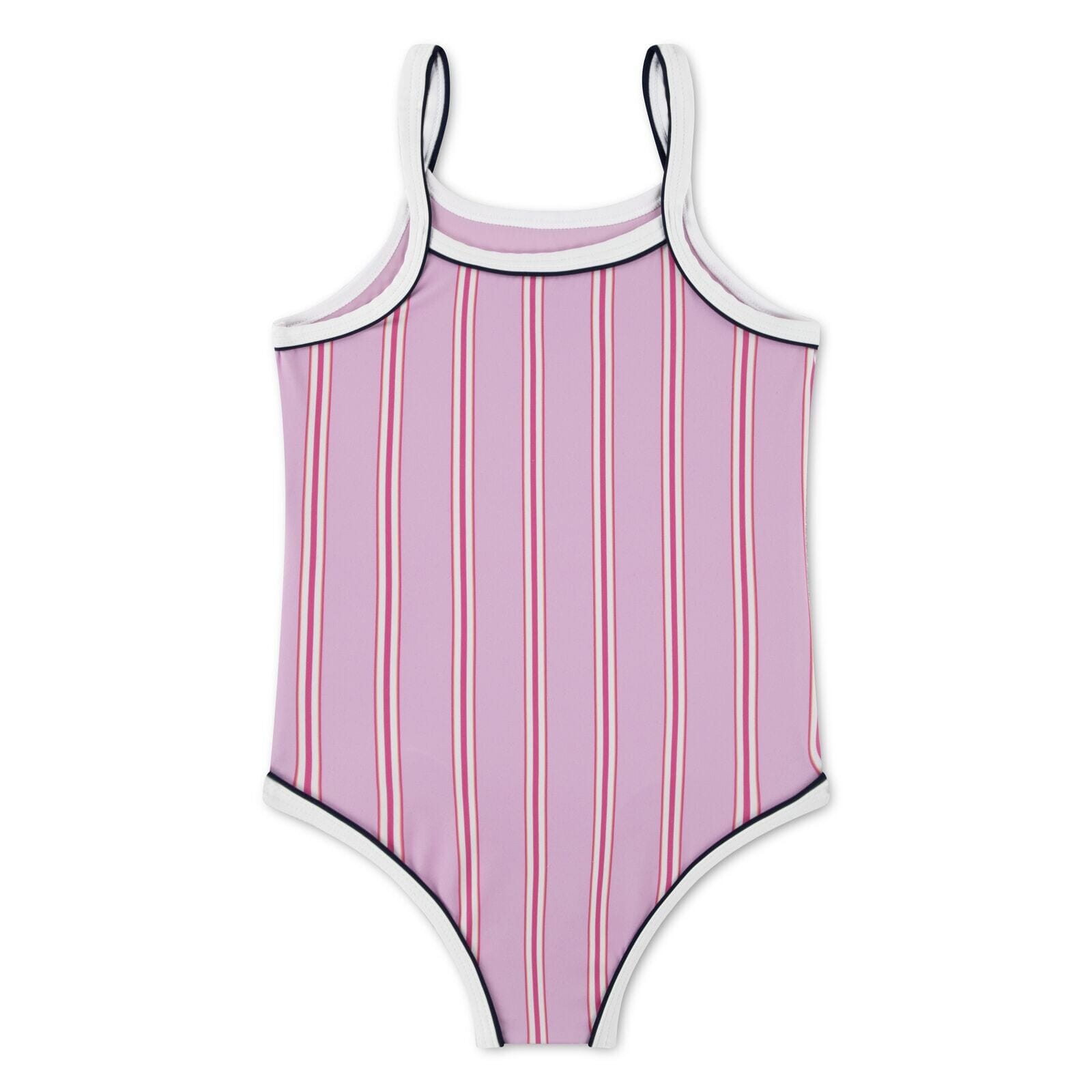 Lacoste Kinder Badeanzug gestreift rosa-lila Badeanzug Lacoste 