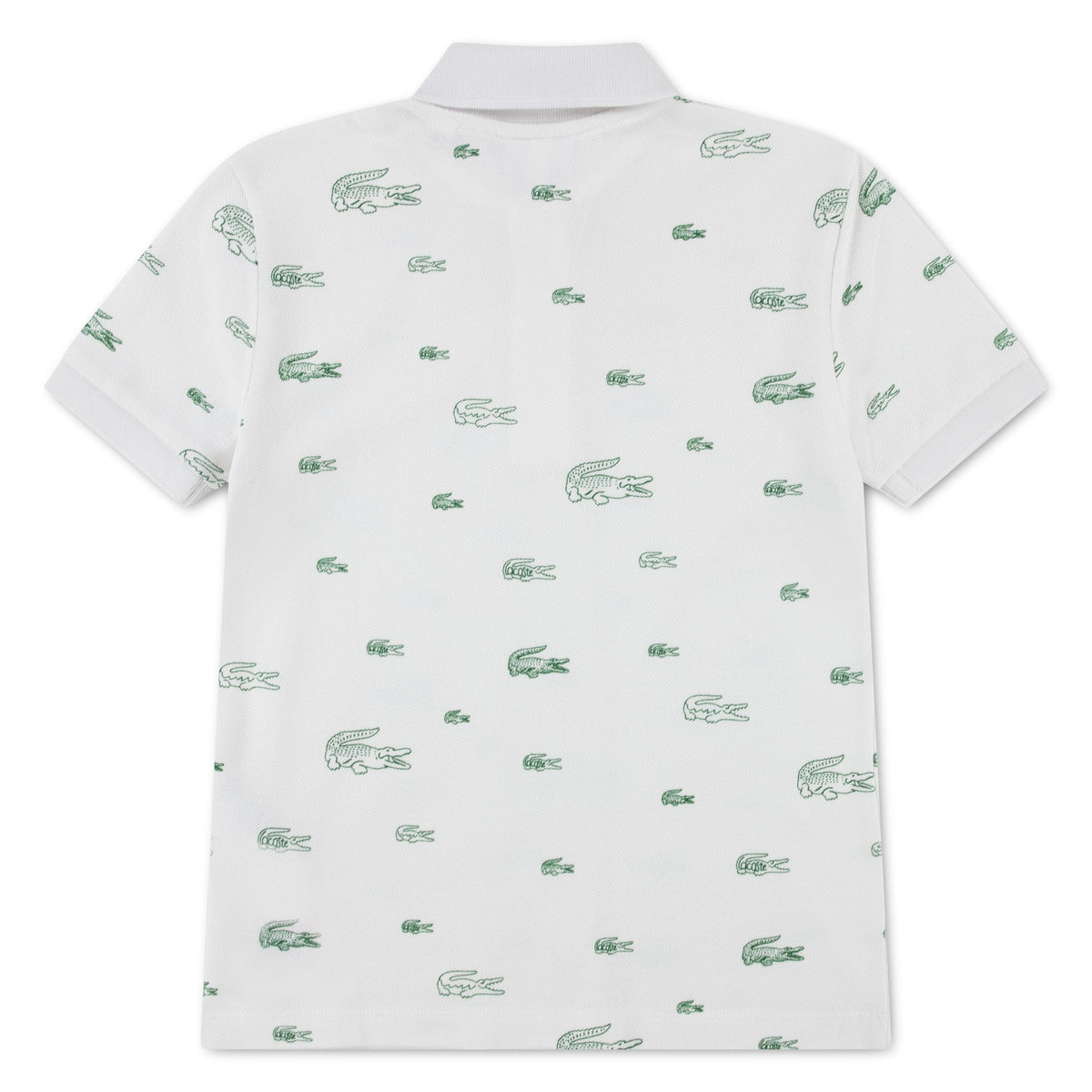 Lacoste Kinder Poloshirt creme grün FARINE mit Allover-Krokodil Print Poloshirt Lacoste 