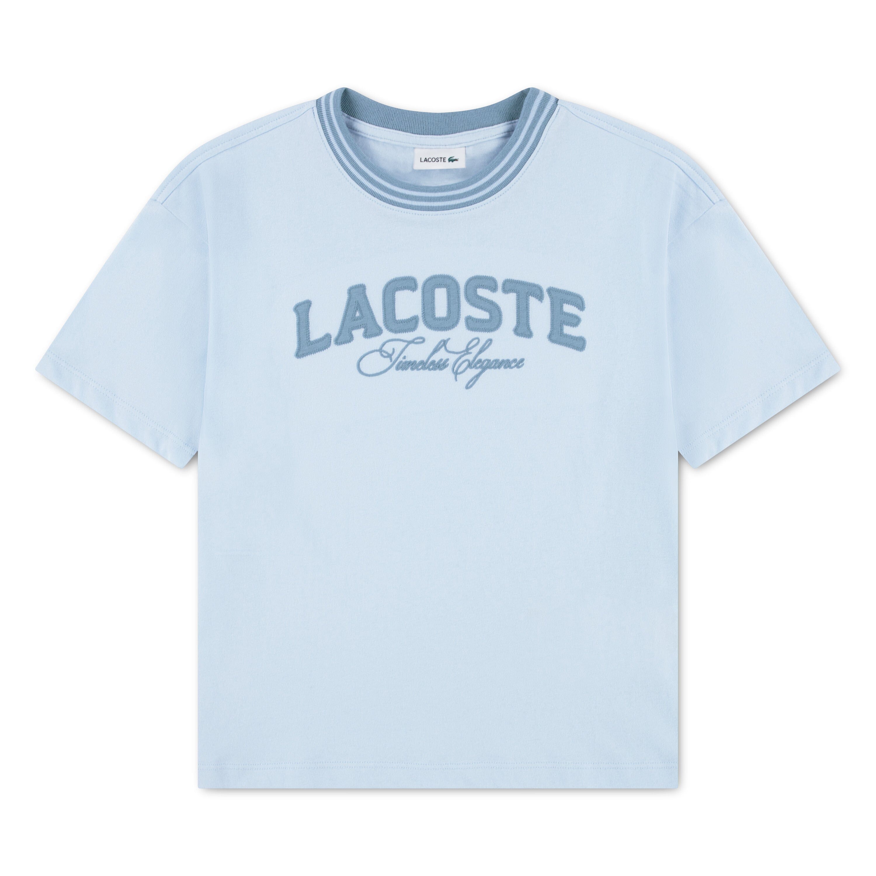 Lacoste Kinder T-Shirt RUISSEAU hellblau mit Logo und Schriftzug T-Shirt Lacoste 6 Jahre ( 110-116) 