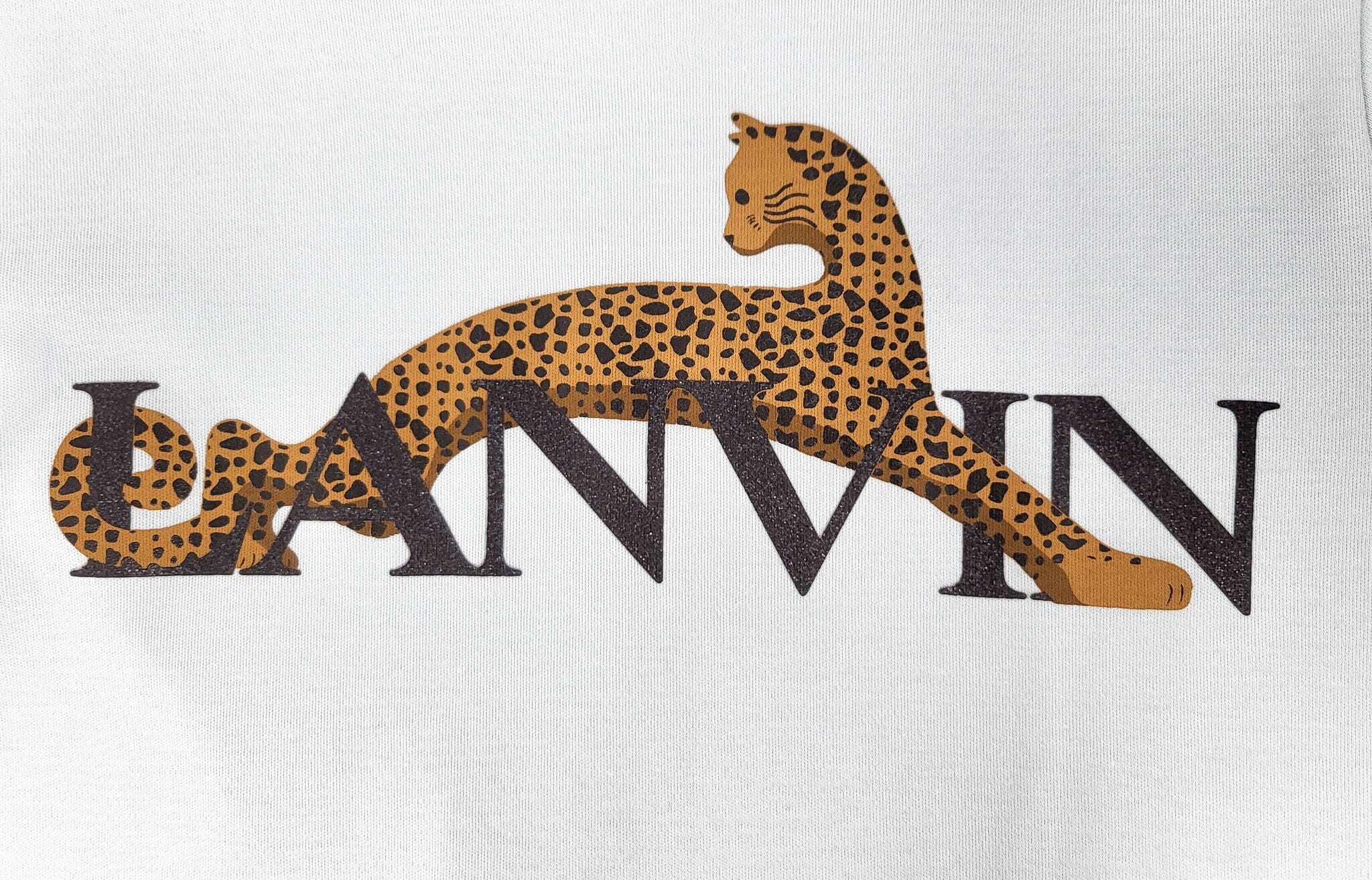 Lanvin Longsleeve weiß mit Logo und Leopardenmotiv Rundhals Langarm - Copy Langarmshirt Lanvin 