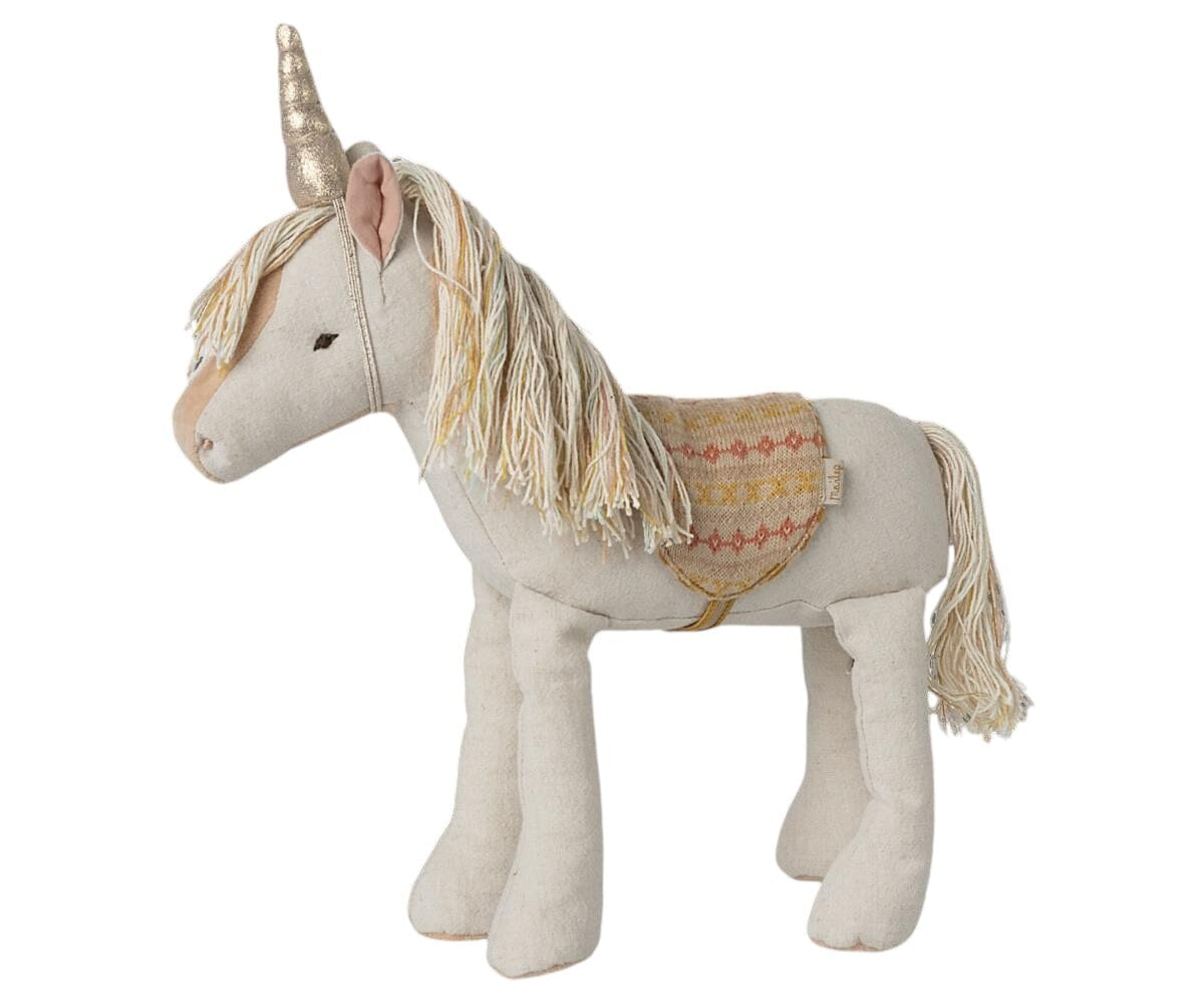 Maileg Einhorn Mittel – mit Sattel & goldenem Horn medium Kuscheltiere Maileg 