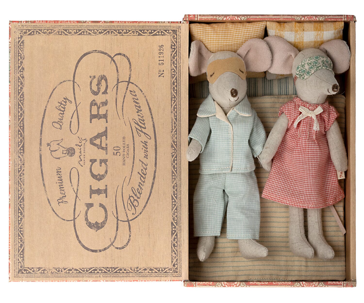 Maileg Mama und Papa in Zigarrenschachtel Kuscheltiere Maileg 