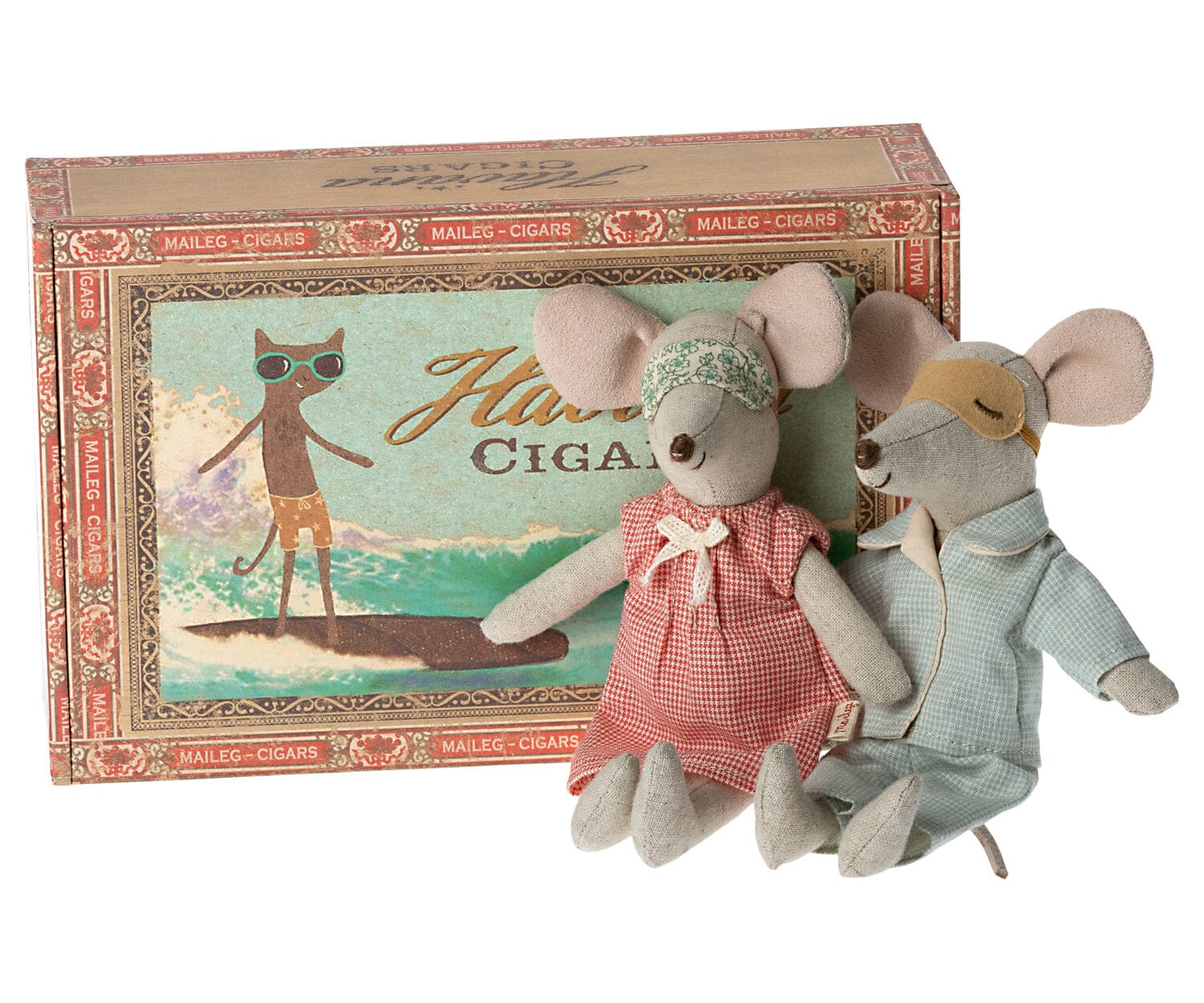 Maileg Mama und Papa in Zigarrenschachtel Kuscheltiere Maileg 
