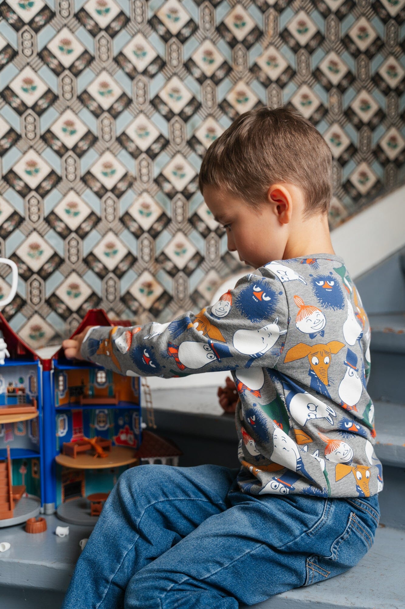 Martinex Moomin Langarmshirt grau verschiedene Gesichtsausdrücke © Moomin Characters Langarmshirt Moomin by Martinex 