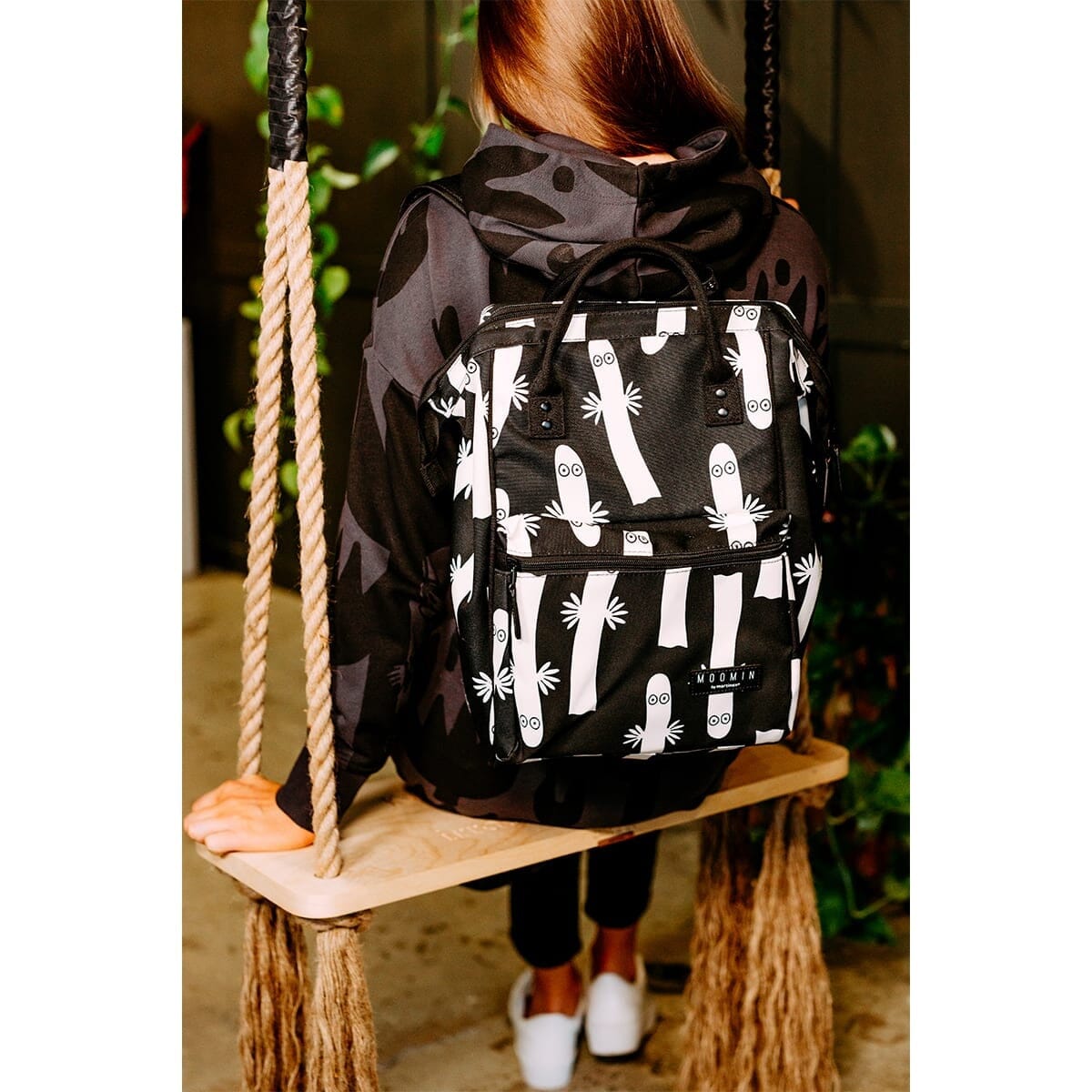 Martinex Rucksack "Samu" schwarz weiß Moomin mit Allover Hattifatteners Print Rucksäcke Moomin by Martinex 