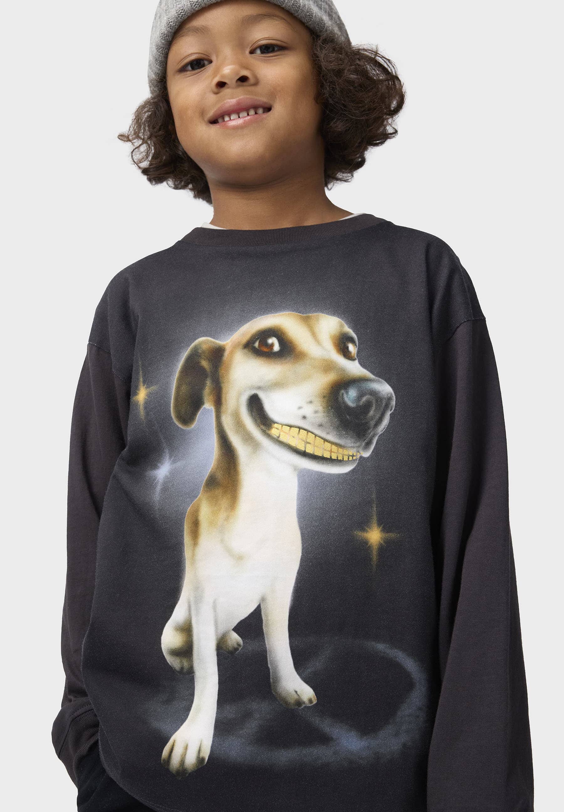 Molo Jungen Langarmshirt Rube schwarz mit Hunde-Print Golden Grillz Langarmshirt MOLO 