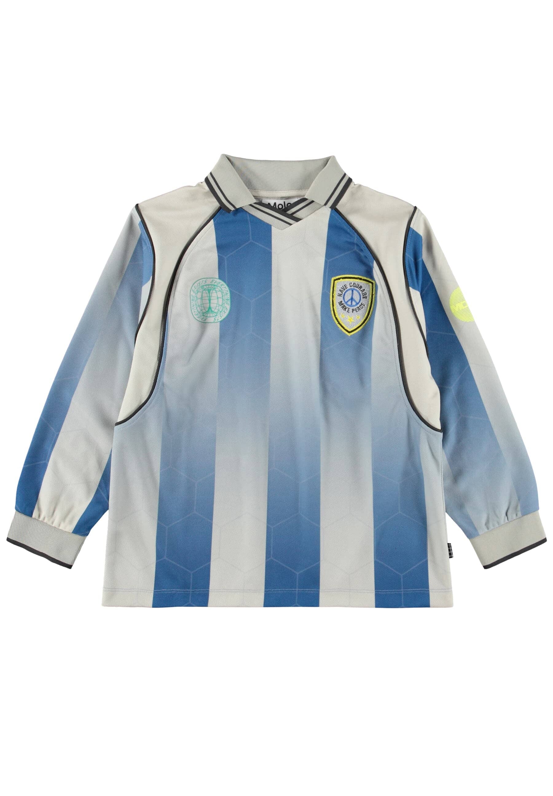 MOLO Kinder Shirt Reese blau-grau Streifen Trikot Langarmshirt MOLO 122 ( 7 Jahre ) 