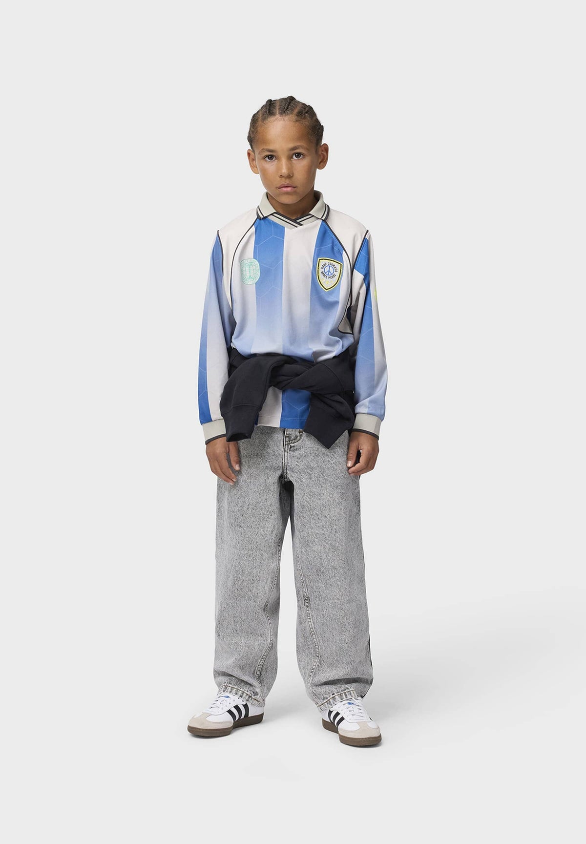 MOLO Kinder Shirt Reese blau-grau Streifen Trikot Langarmshirt MOLO 