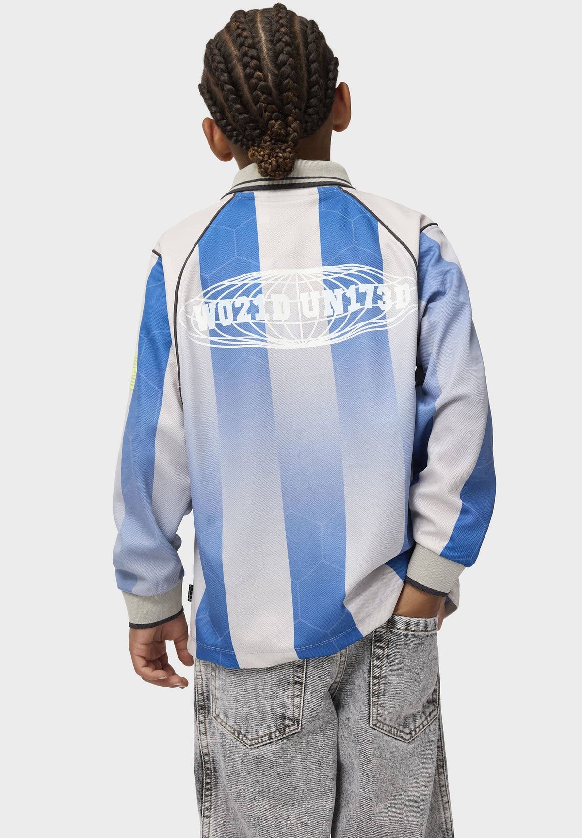 MOLO Kinder Shirt Reese blau-grau Streifen Trikot Langarmshirt MOLO 