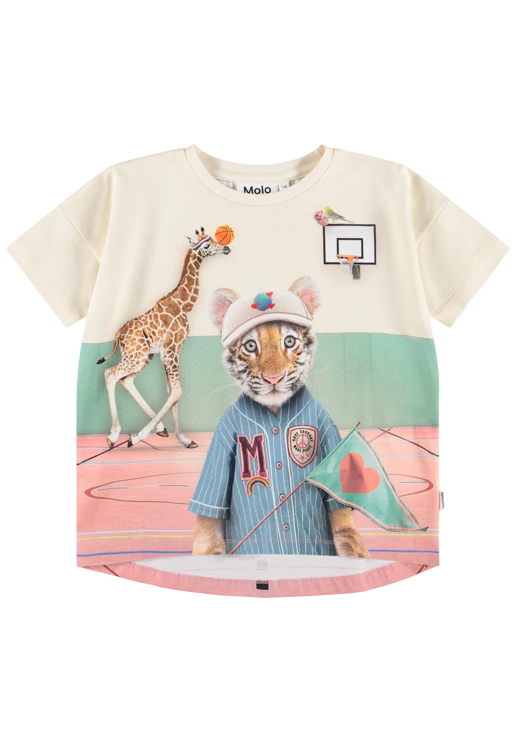 MOLO T-Shirt Raeesa creme mit Tierprint Tiger Katzen Giraffe T-Shirt MOLO 122 ( 7 Jahre ) 