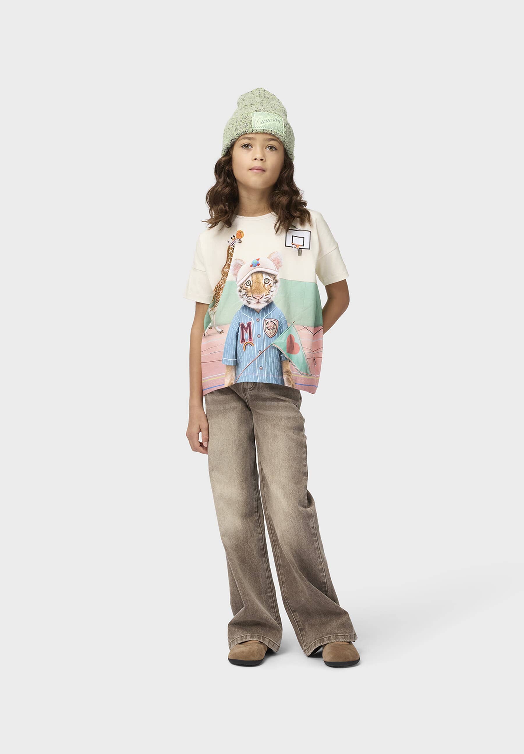 MOLO T-Shirt Raeesa creme mit Tierprint Tiger Katzen Giraffe T-Shirt MOLO 