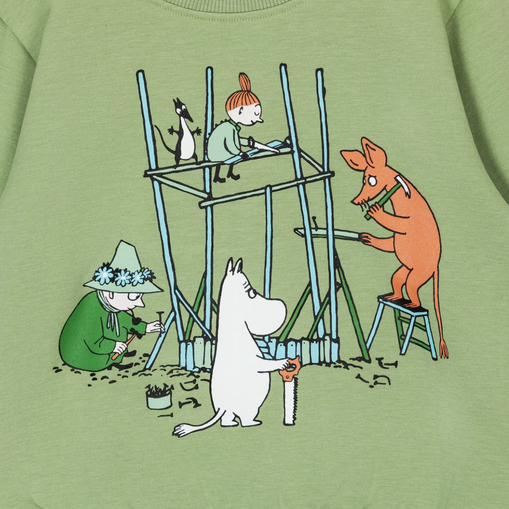 Moomin Kids Sweatshirt „Busy Bees“ – Green, Print vorne Langarmshirt Moomin by Martinex 