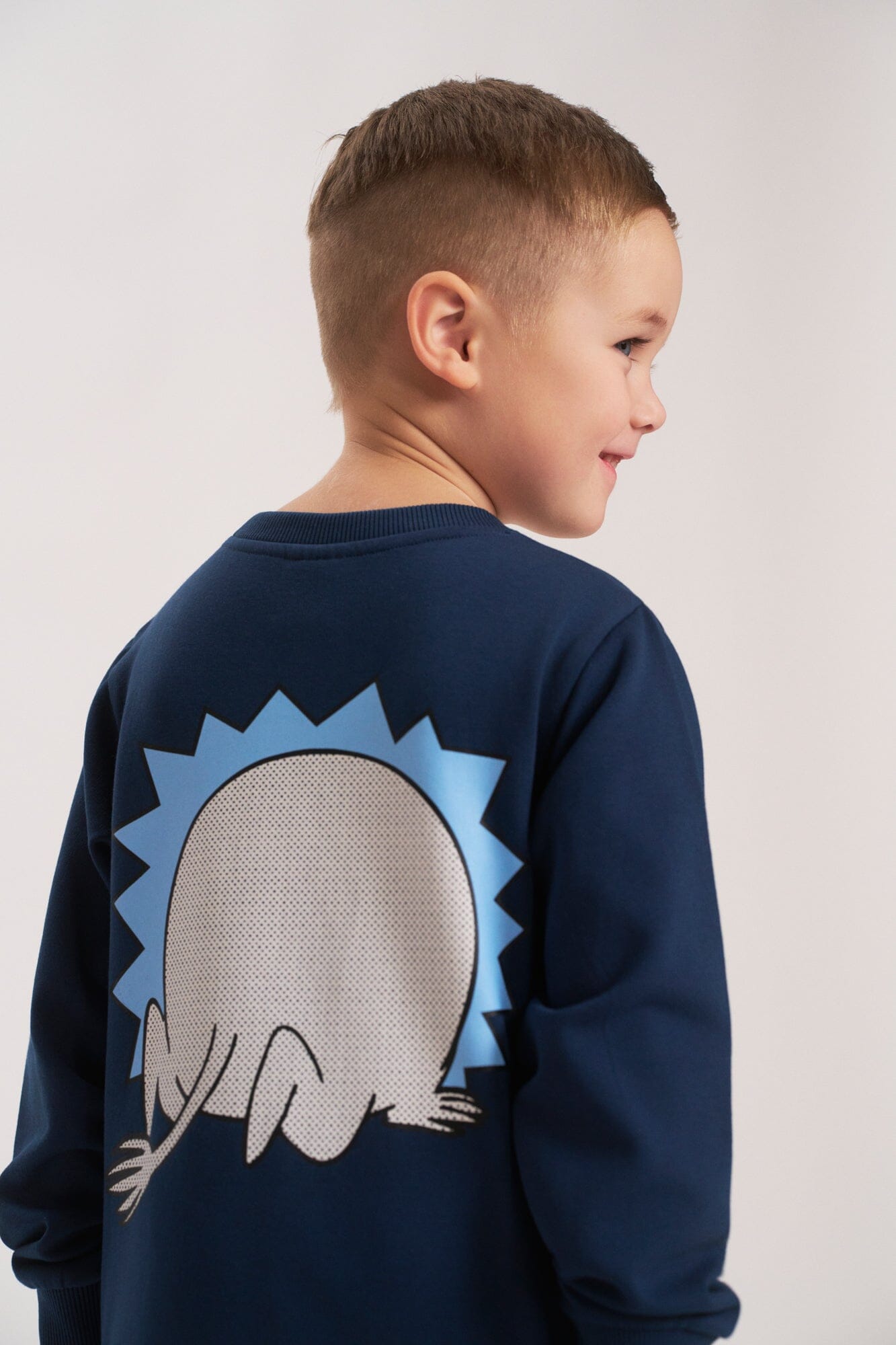 Moomin Kids Sweatshirt „Hey Moomin“ – Dark Blue - Print vorne & hinten Langarmshirt Moomin by Martinex 