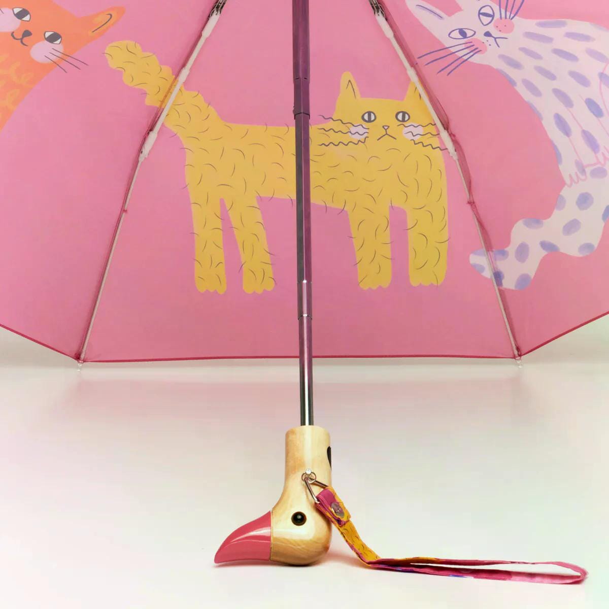 ORIGINAL DUCKHEAD EU Regenschirm mit Entenkopf - Arty Cats - Fuchsia Pink Regenschirme ORIGINAL DUCKHEAD 