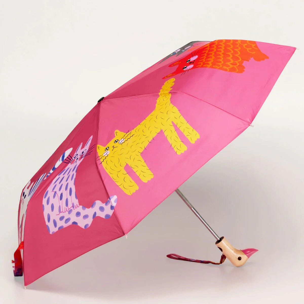 ORIGINAL DUCKHEAD EU Regenschirm mit Entenkopf - Arty Cats - Fuchsia Pink Regenschirme ORIGINAL DUCKHEAD 