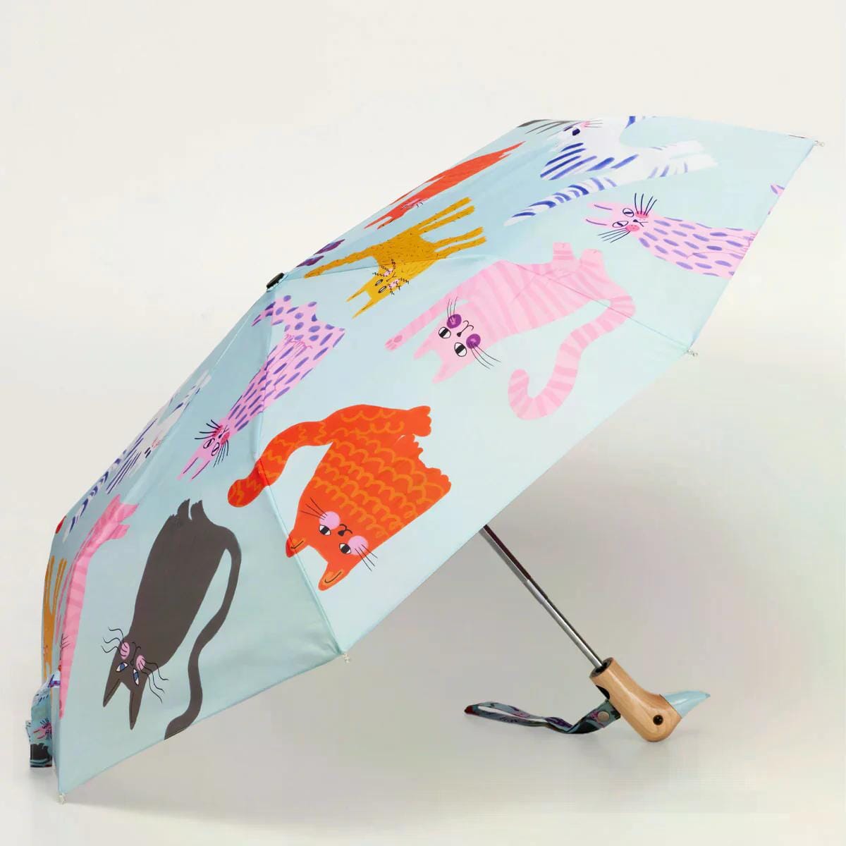 ORIGINAL DUCKHEAD EU Regenschirm mit Entenkopf - Arty Cats Ice Blue Regenschirme ORIGINAL DUCKHEAD 