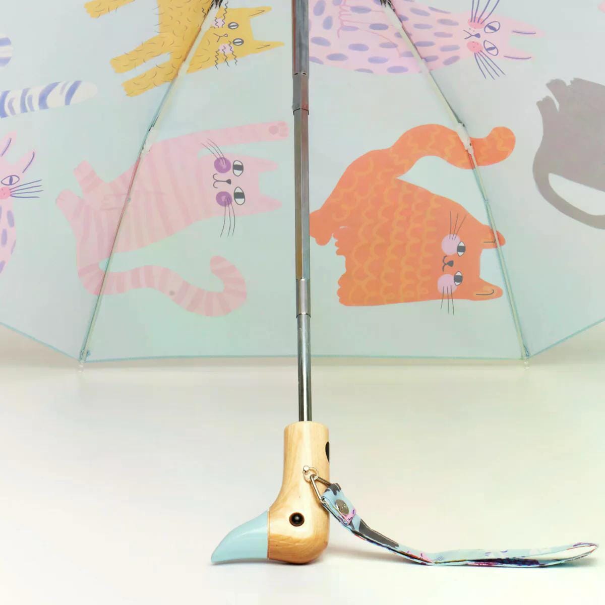 ORIGINAL DUCKHEAD EU Regenschirm mit Entenkopf - Arty Cats Ice Blue Regenschirme ORIGINAL DUCKHEAD 