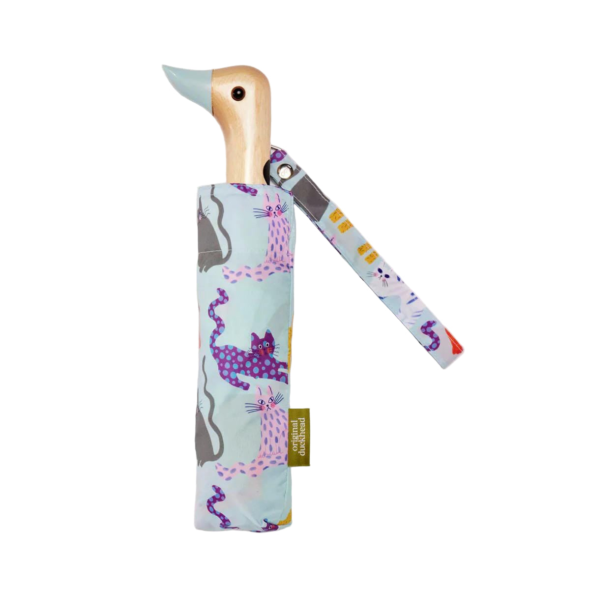 ORIGINAL DUCKHEAD EU Regenschirm mit Entenkopf - Arty Cats Ice Blue Regenschirme ORIGINAL DUCKHEAD 